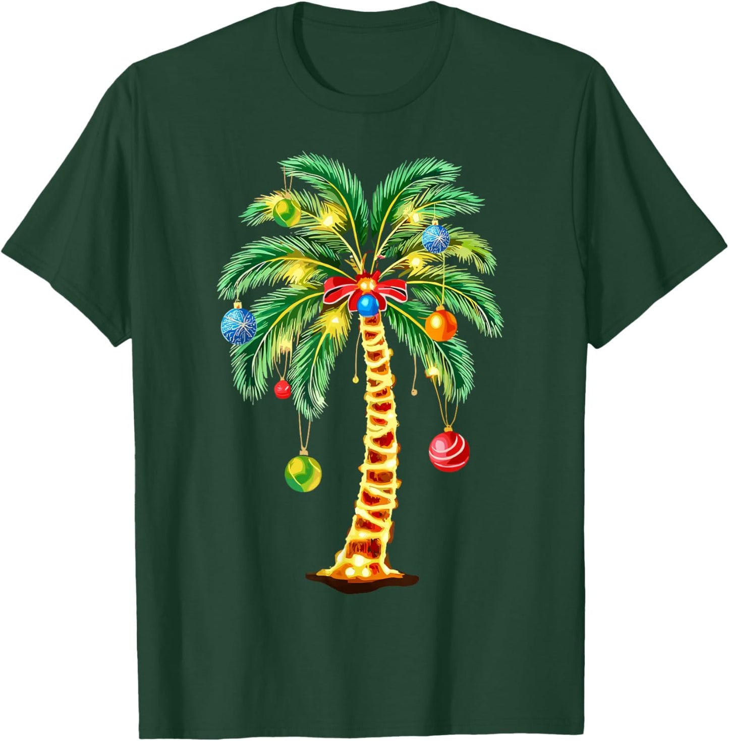 Christmas Palm Tree Hawaiian Xmas T-Shirt - T-Shirt | Forest