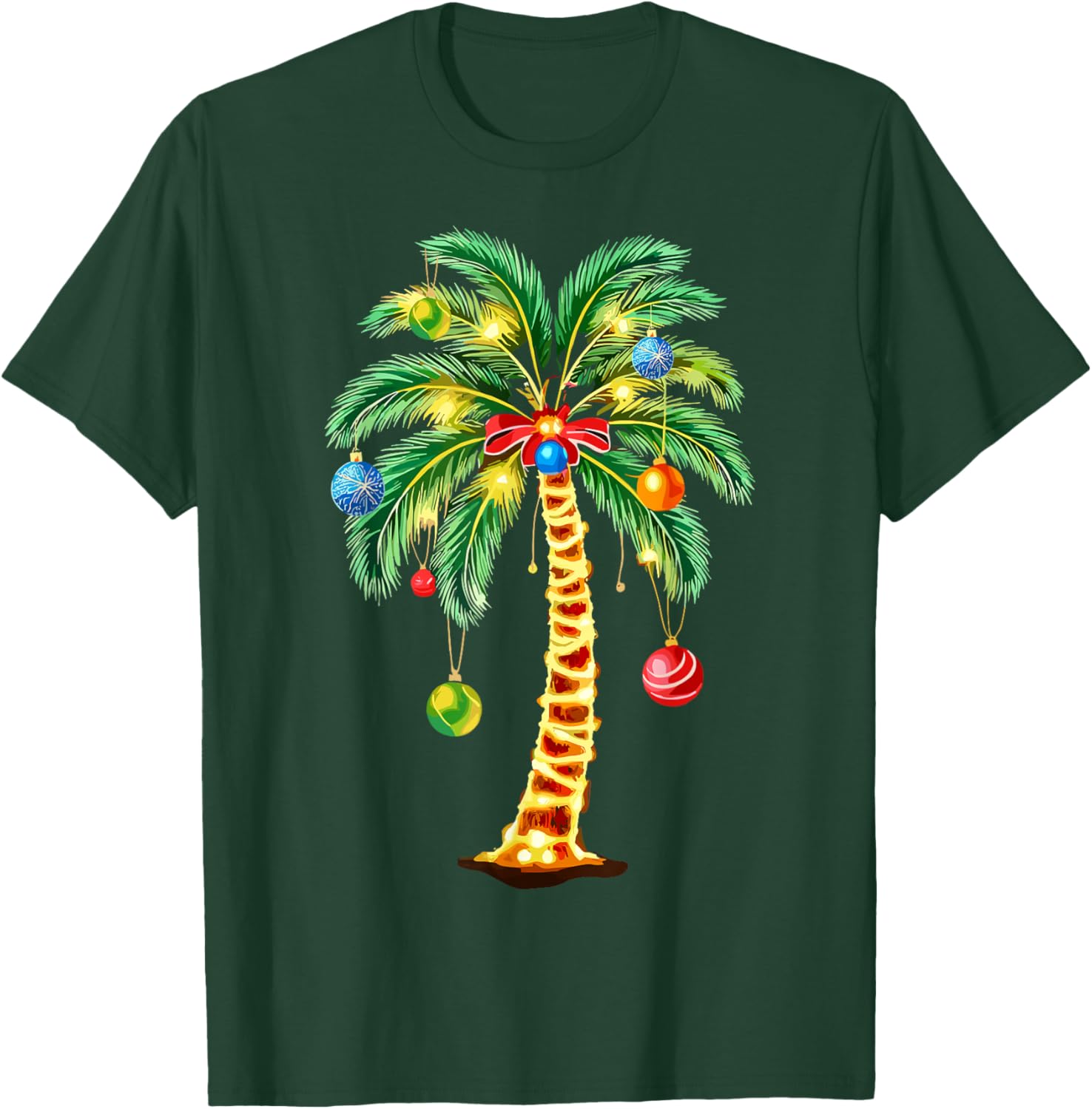 Christmas Palm Tree Hawaiian Xmas T-Shirt - T-Shirt | Forest