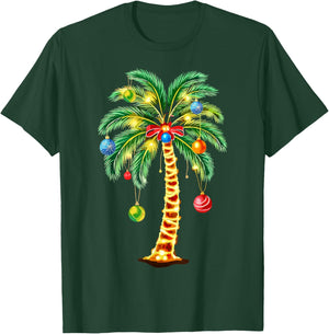 Christmas Palm Tree Hawaiian Xmas T-Shirt - T-Shirt | Forest
