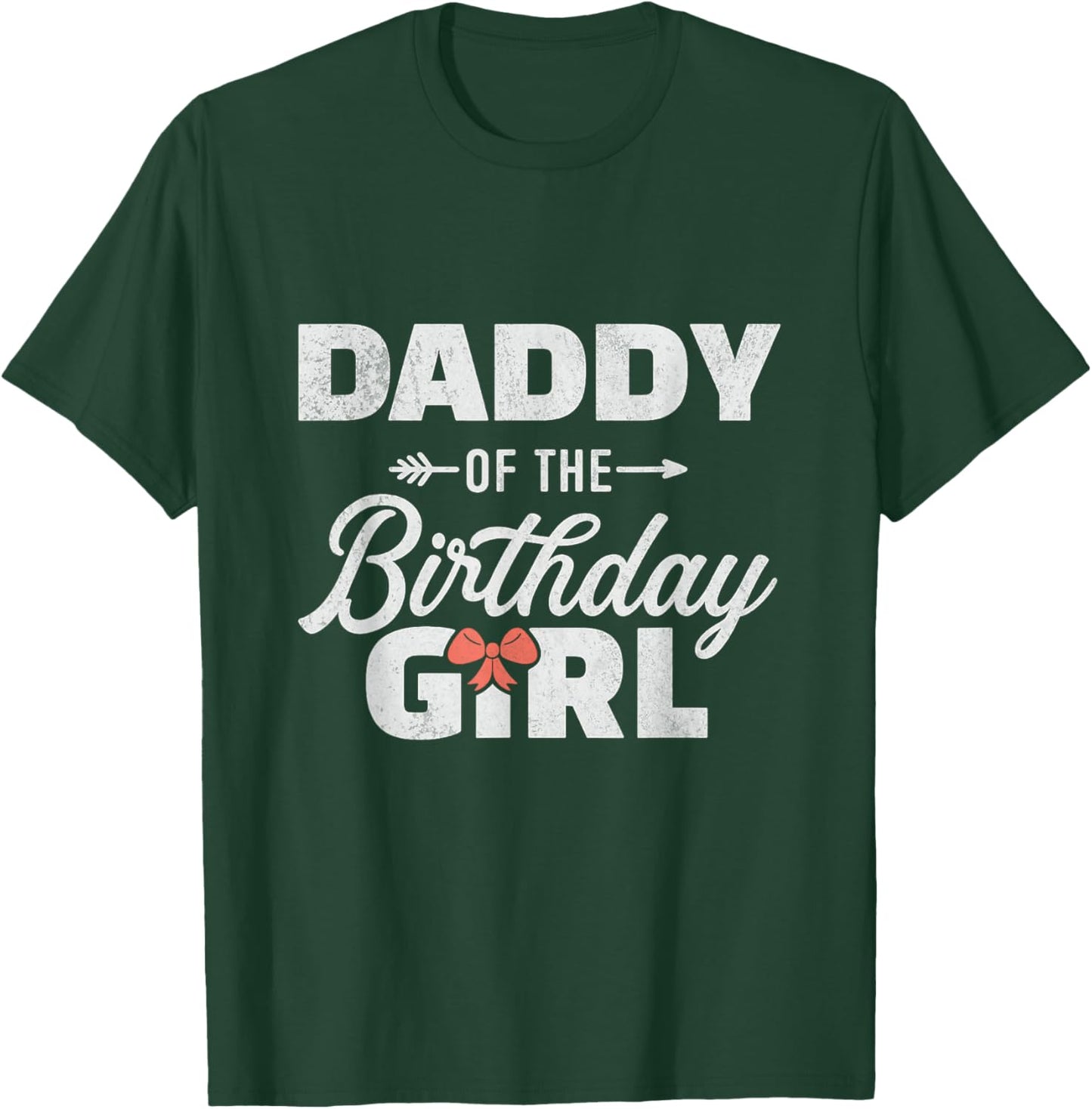 Daddy of The Birthday Girl Cute Pink Bow Family Matching T-Shirt - T-Shirt | Forest