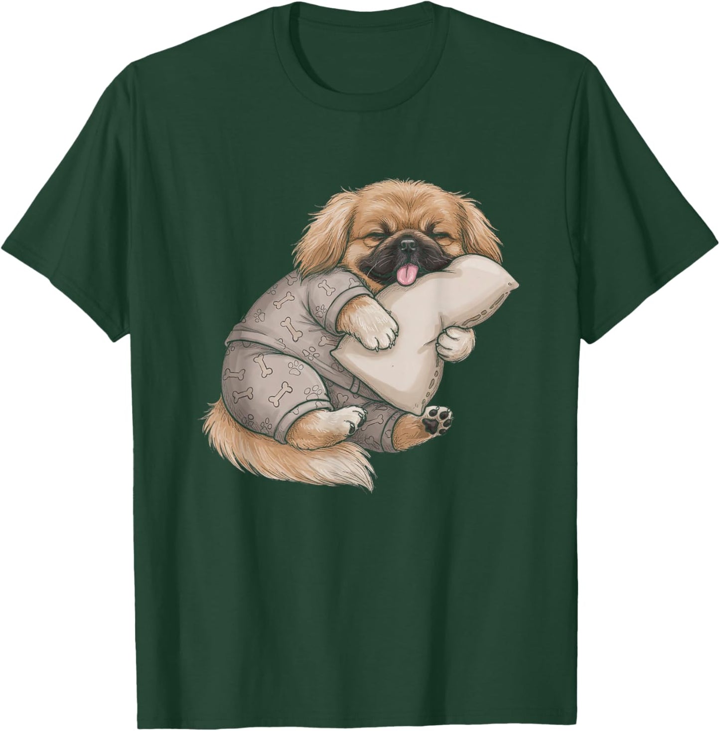 Funny Sleepy Pekingese Pajama Men Women Kids T-Shirt - T-Shirt | Forest