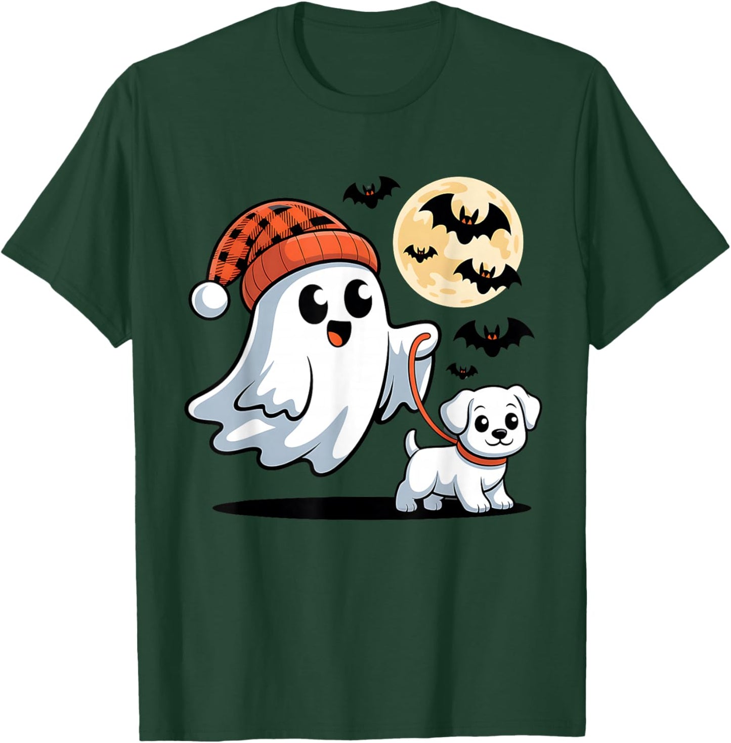 Cute Ghost Walking Maltese Puppy Halloween Night Dog Lover T-Shirt - T-Shirt | Forest
