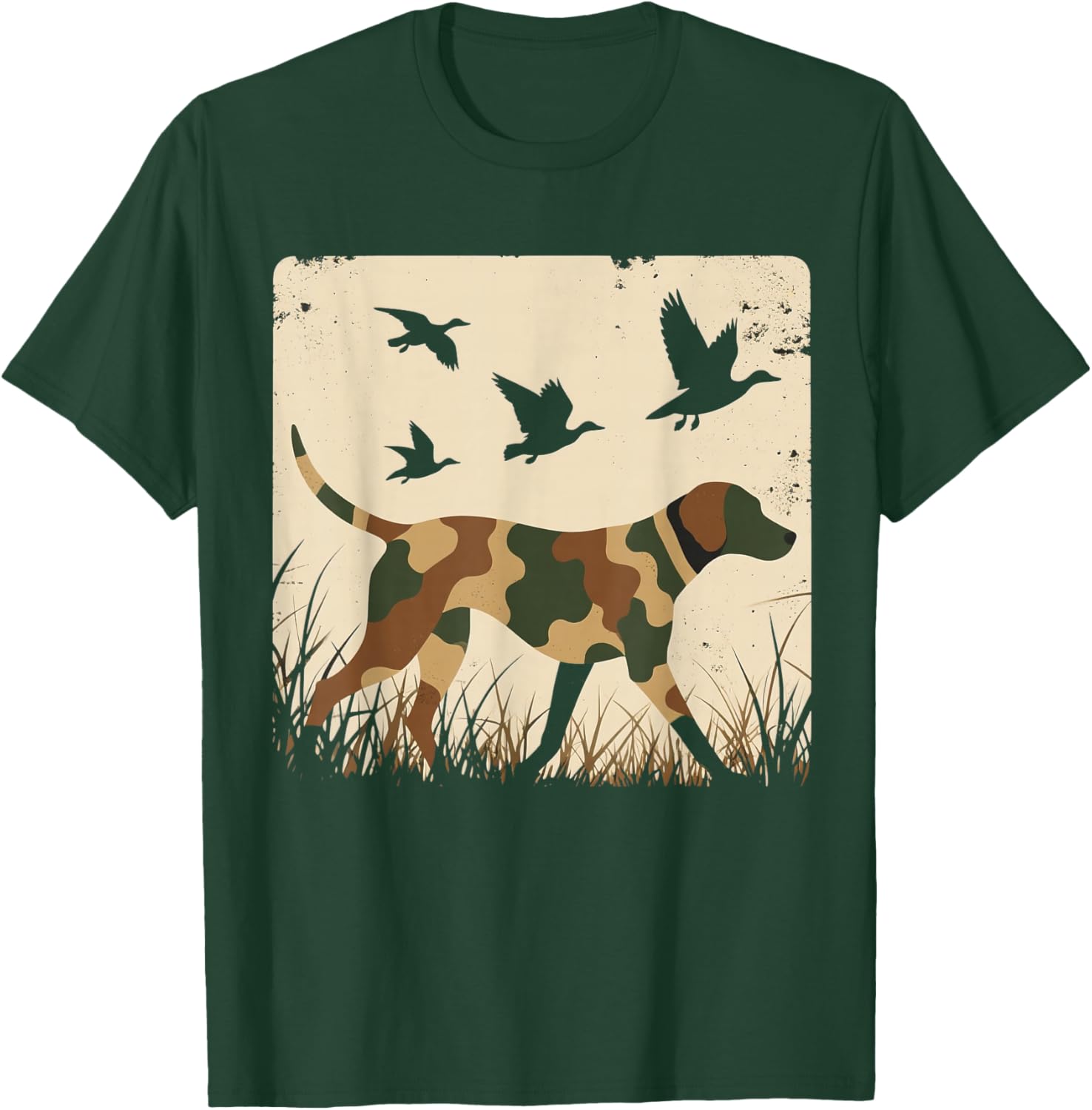 Camouflage Camo Duck Hunting Dog Hunter Men Boys Youth T-Shirt - T-Shirt | Forest