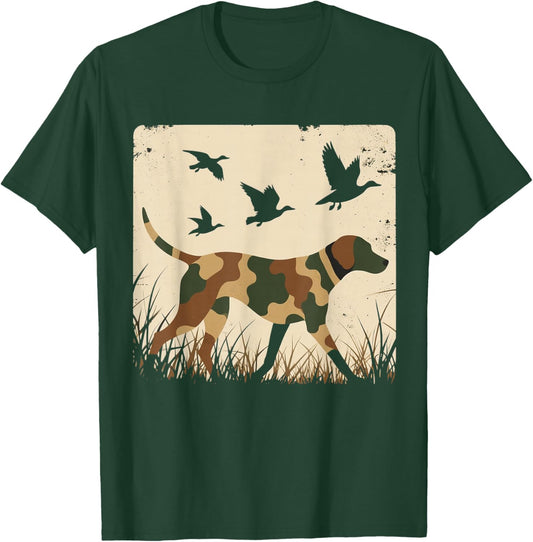Camouflage Camo Duck Hunting Dog Hunter Men Boys Youth T-Shirt - T-Shirt | Forest