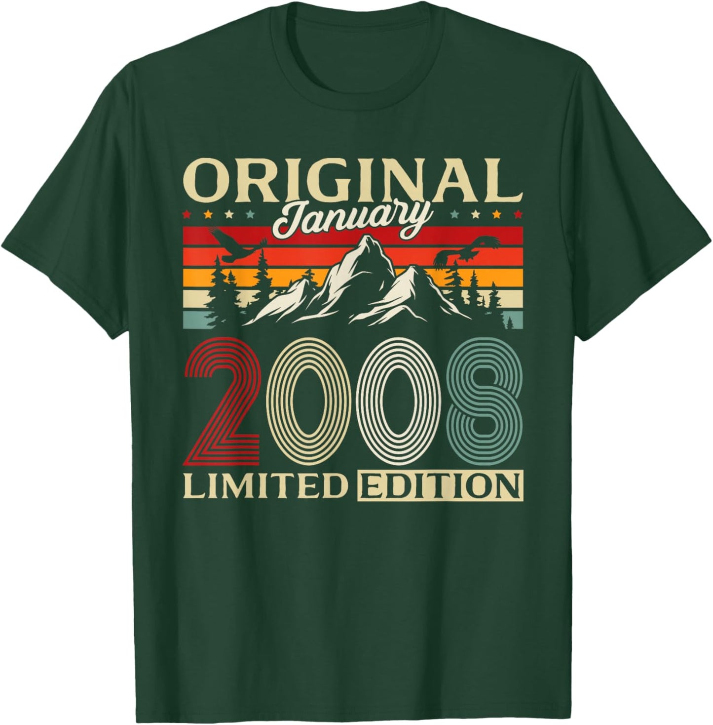 18 Years Birthday Man Gift January 2008 Vintage T-Shirt - T-Shirt | Forest