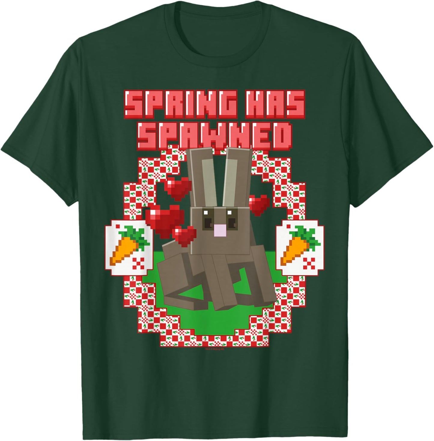 Minecraft Easter Spring Has Spawned Bunny Rabbit and Carrots T-Shirt - T-Shirt | Forest