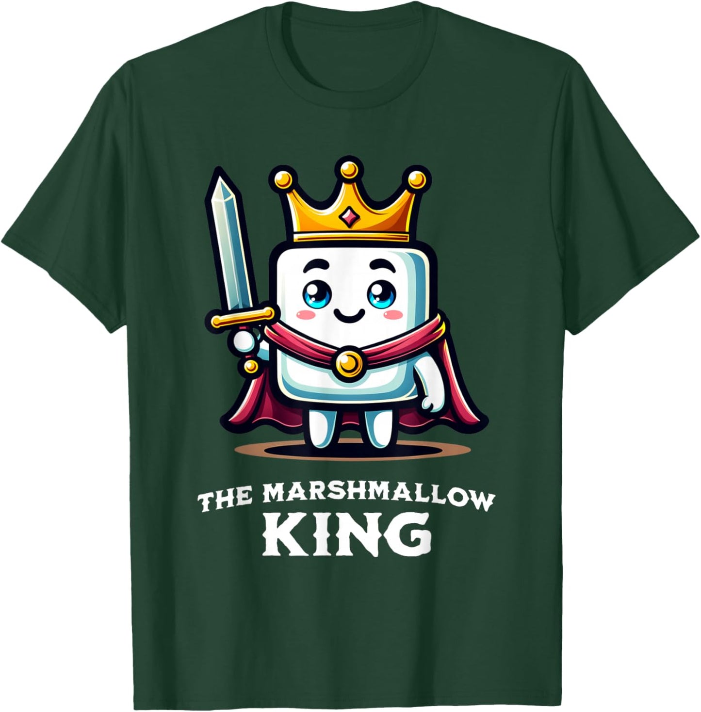 Marshmallow King Funny Marshmallow Lover Illustration T-Shirt - T-Shirt | Forest