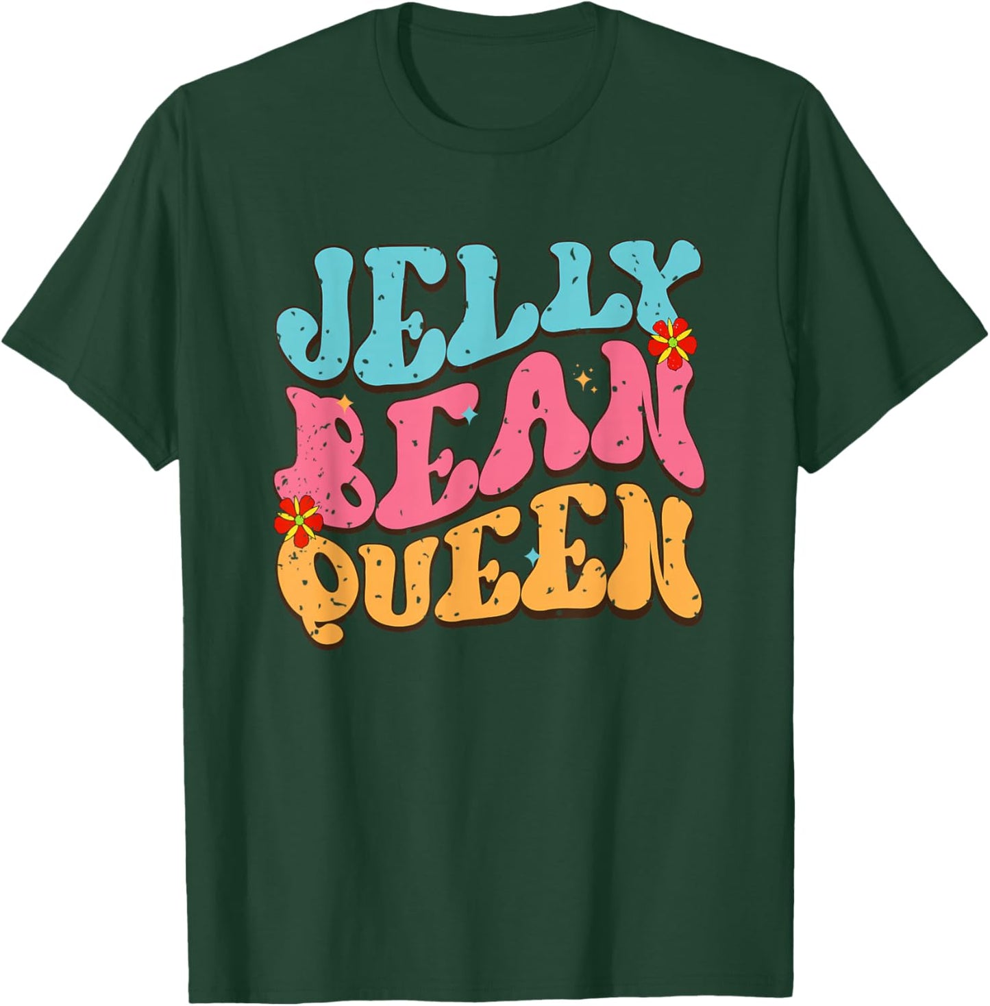 Jelly Bean Queen Groovy Lettering Vibes T-Shirt - T-Shirt | Forest