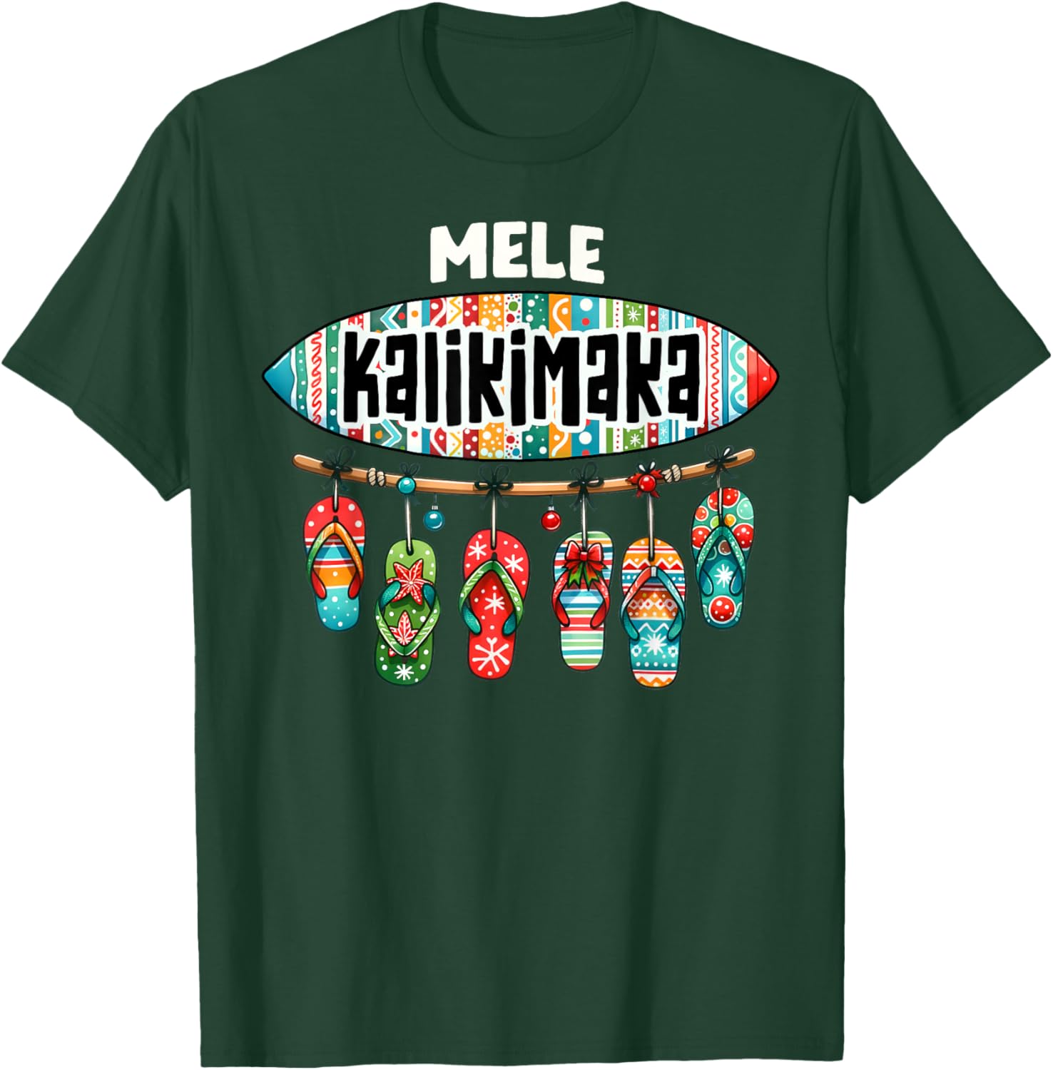 Funny Hawaiian Christmas Mele Kalikimaka Surf Board T-Shirt - T-Shirt | Forest