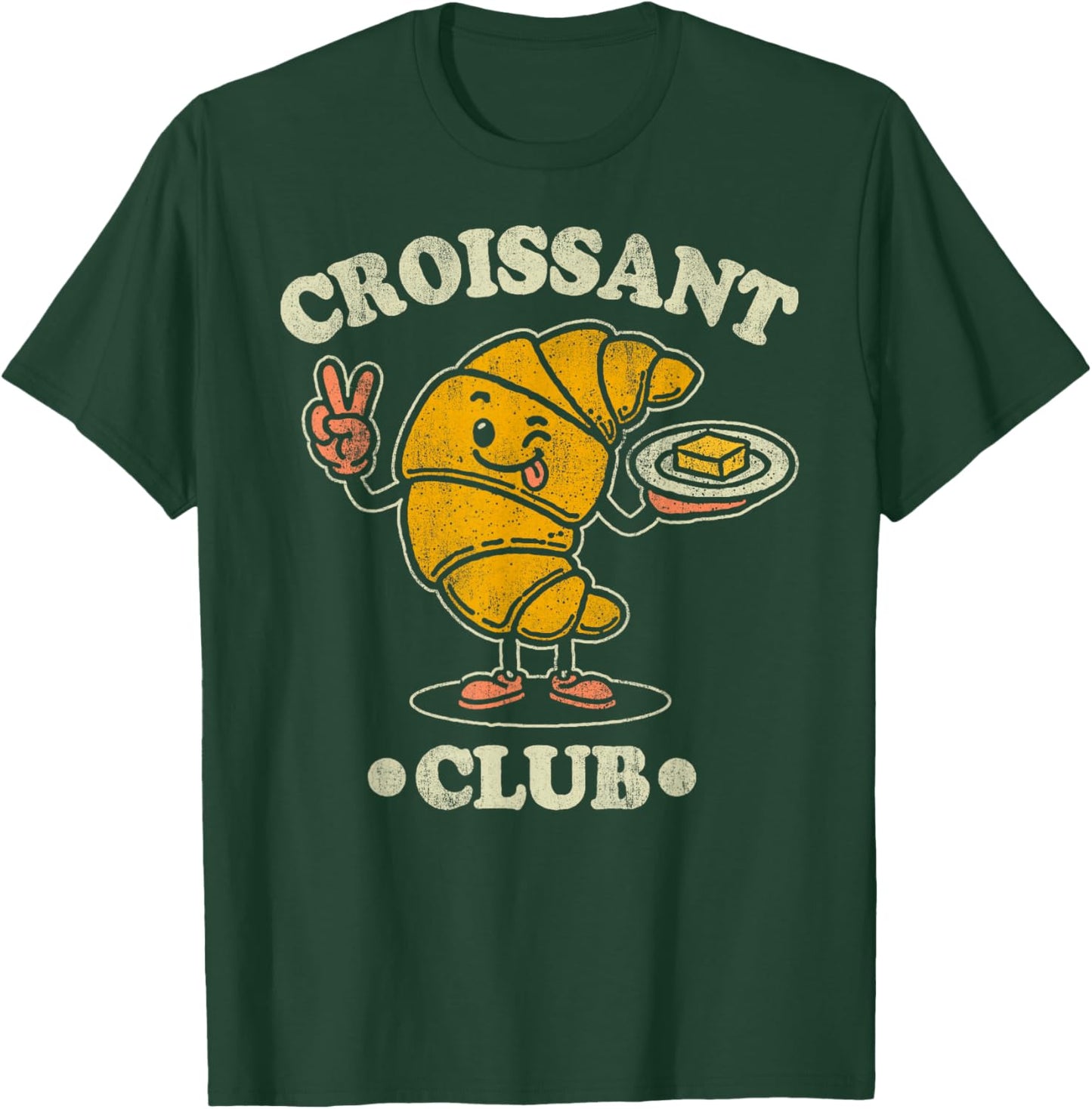 Croissant Club Cute French Pastry Cartoon T-Shirt - T-Shirt | Forest