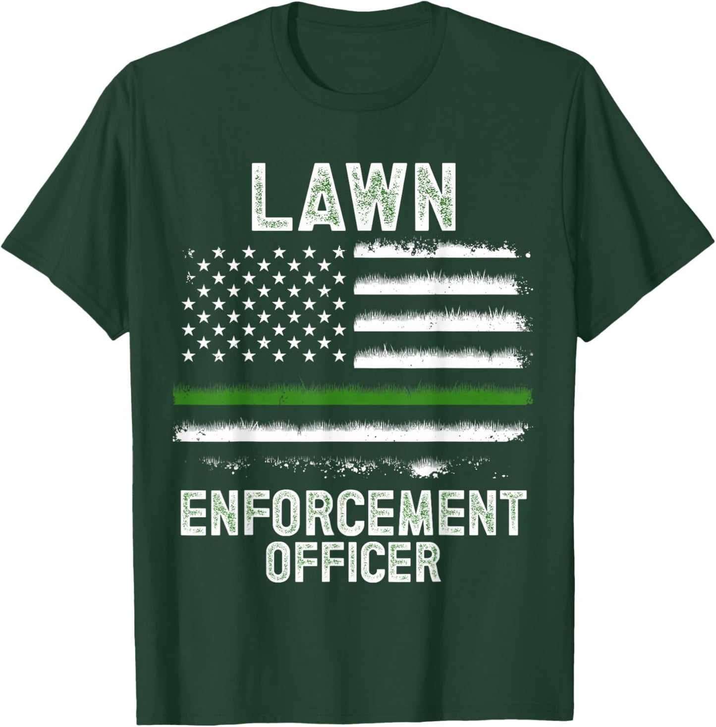 Gardening Lawn Mower American Flag Lawn Enforcement Officer T-Shirt - T-Shirt | Forest