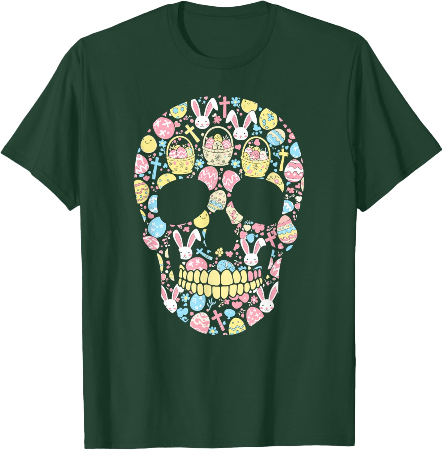 Skull Bunny Easter Egg Easter Day Kids T-Shirt - T-Shirt | Forest