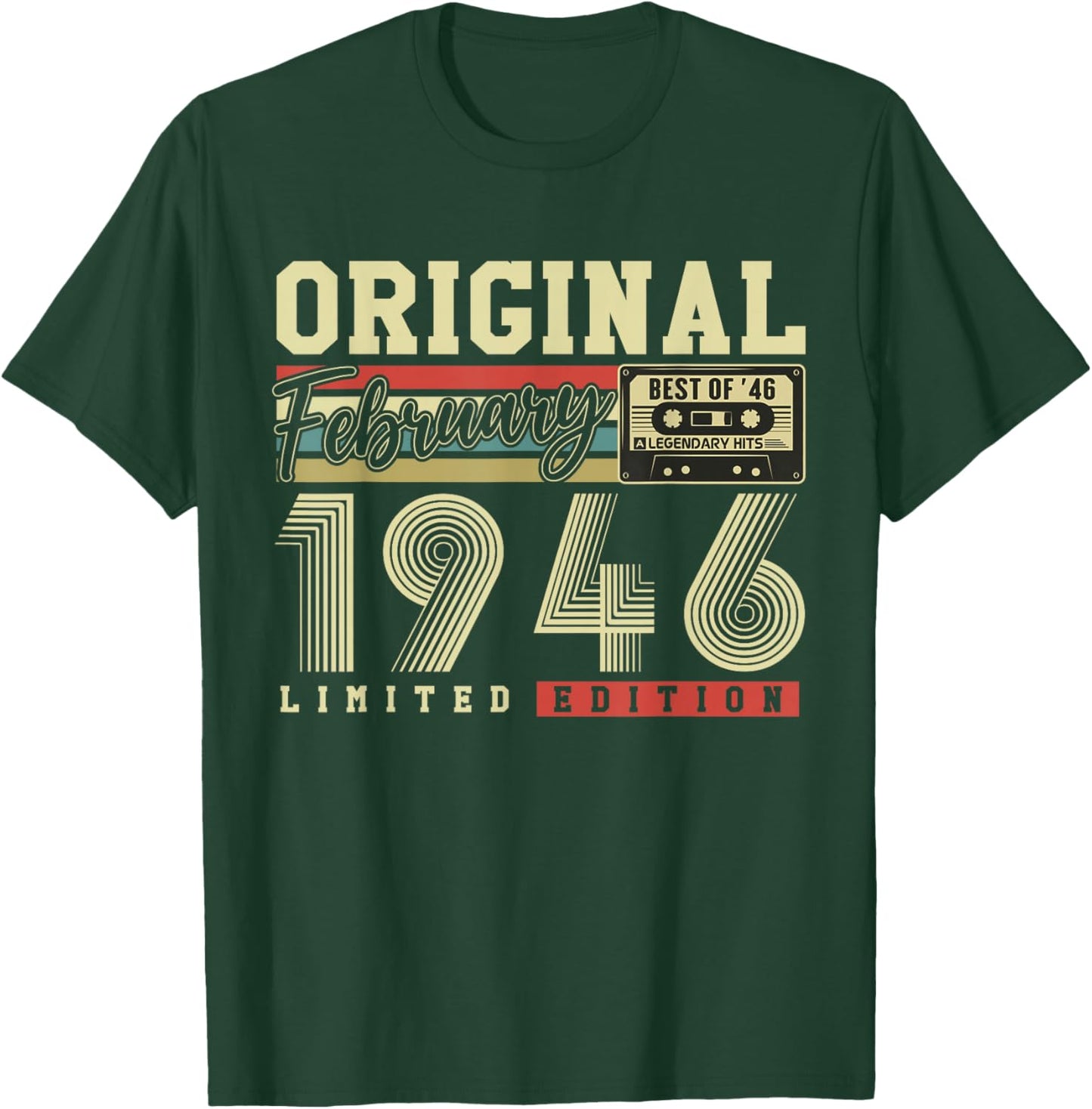 Original February 1946 Gift Vintage Birthday 80 Years T-Shirt - T-Shirt | Forest