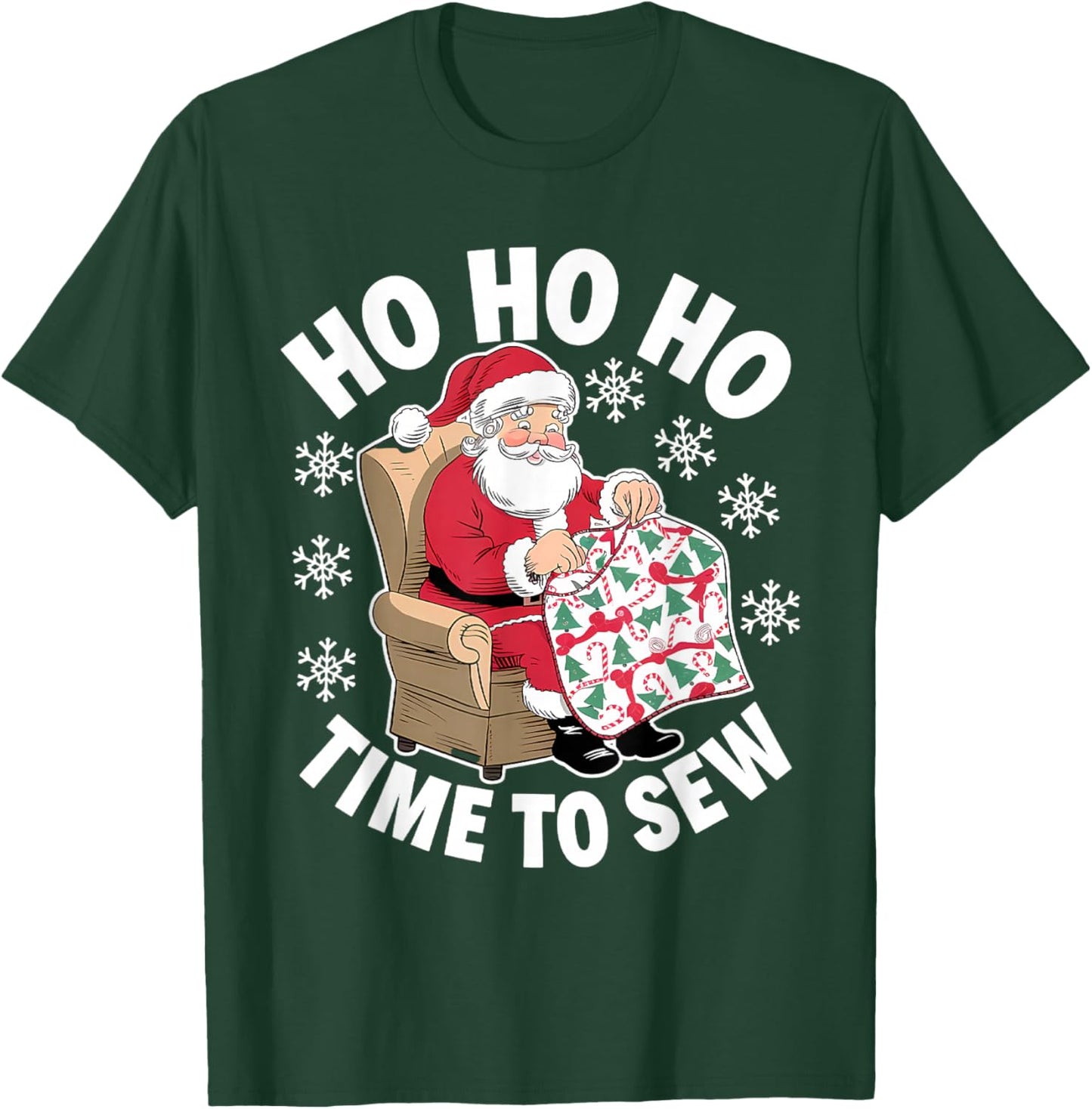 Quilting Christmas Sewing Santa Xmas Holiday T-Shirt - T-Shirt | Forest