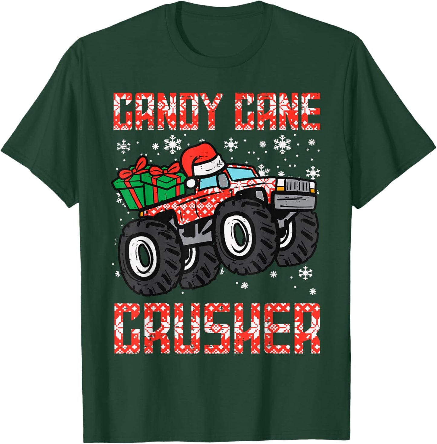 Candy Cane Crusher Construction Truck Holiday Christmas T-Shirt - T-Shirt | Forest