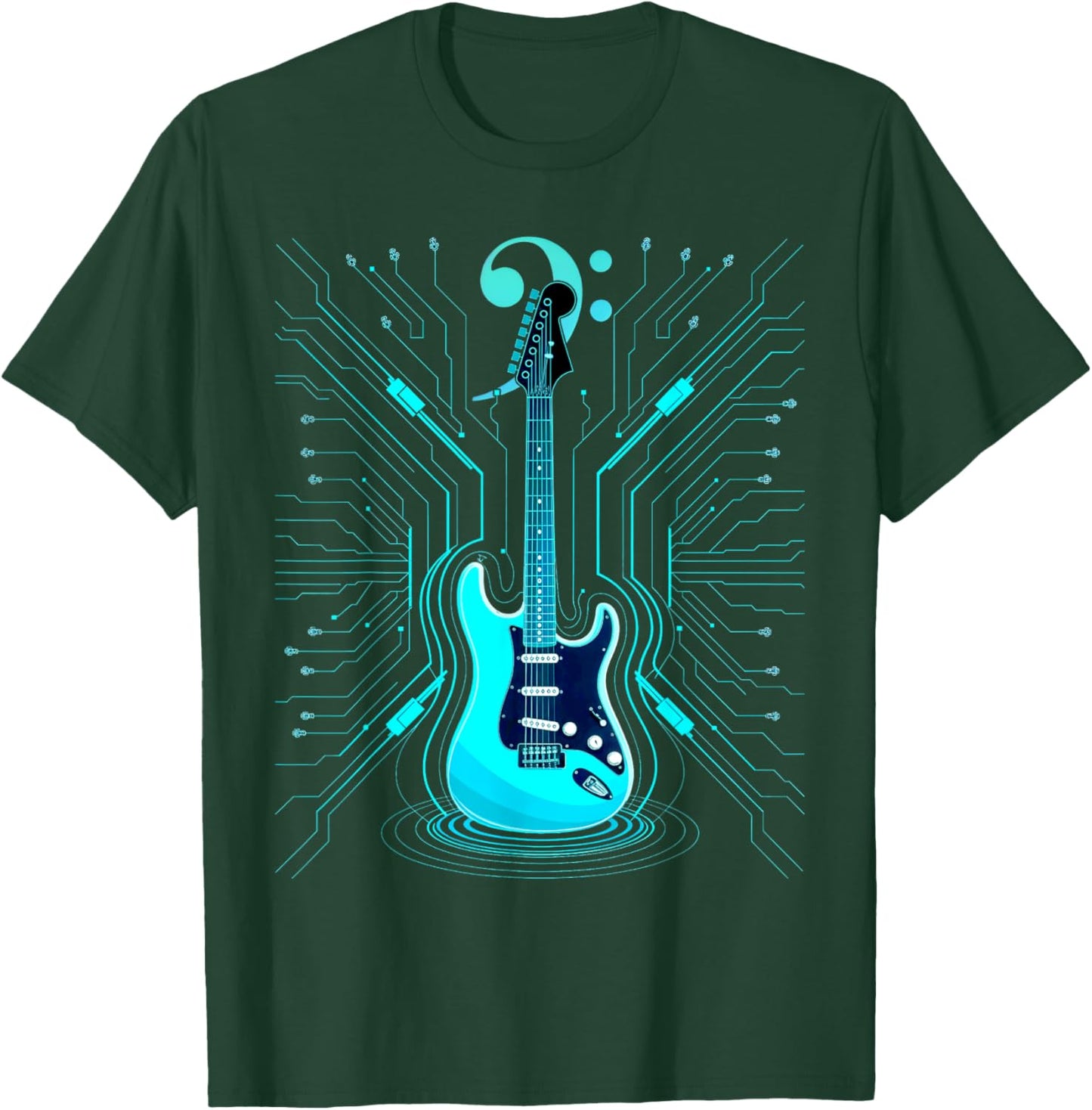 Bass with Clef for Bassists & Bass Player T-Shirt - T-Shirt | Forest
