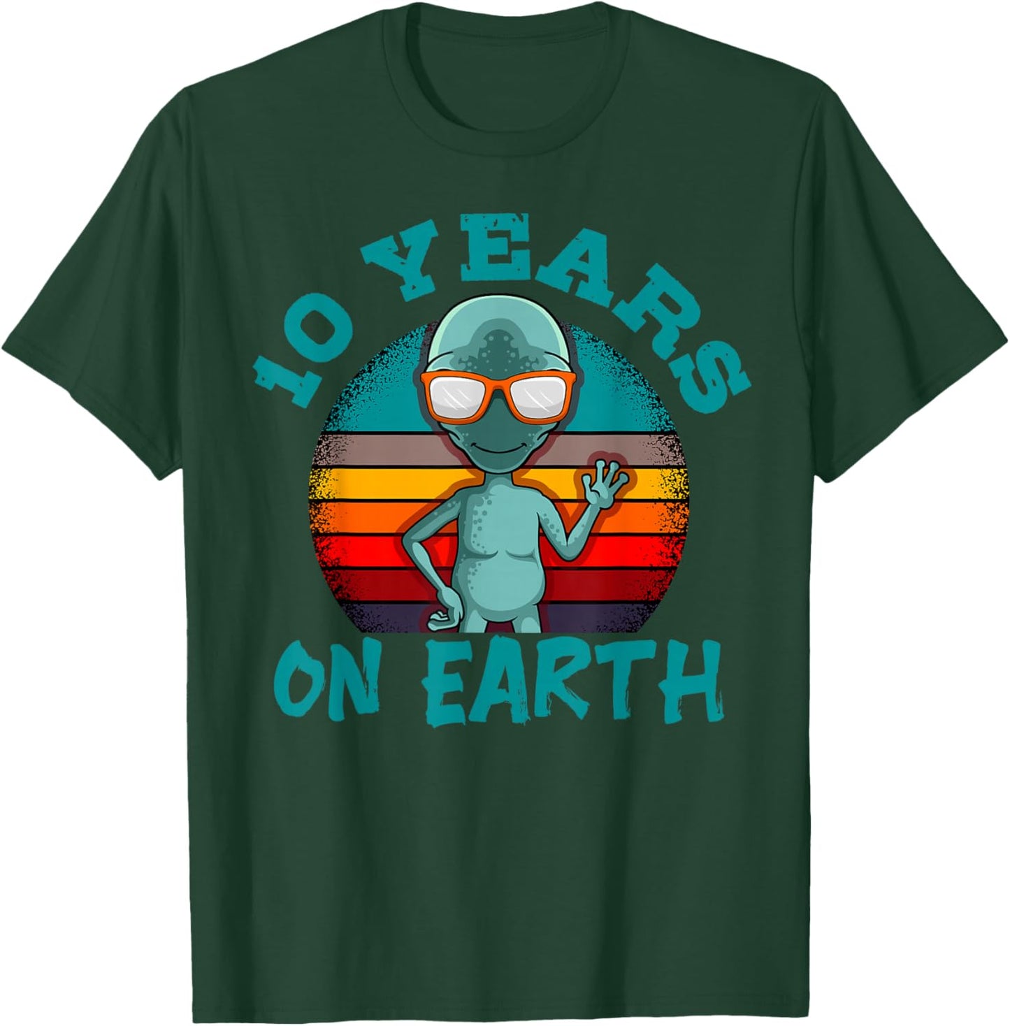 Alien 10th Birthday Party UFO Space Galaxy Traveler Cosmos T-Shirt - T-Shirt | Forest