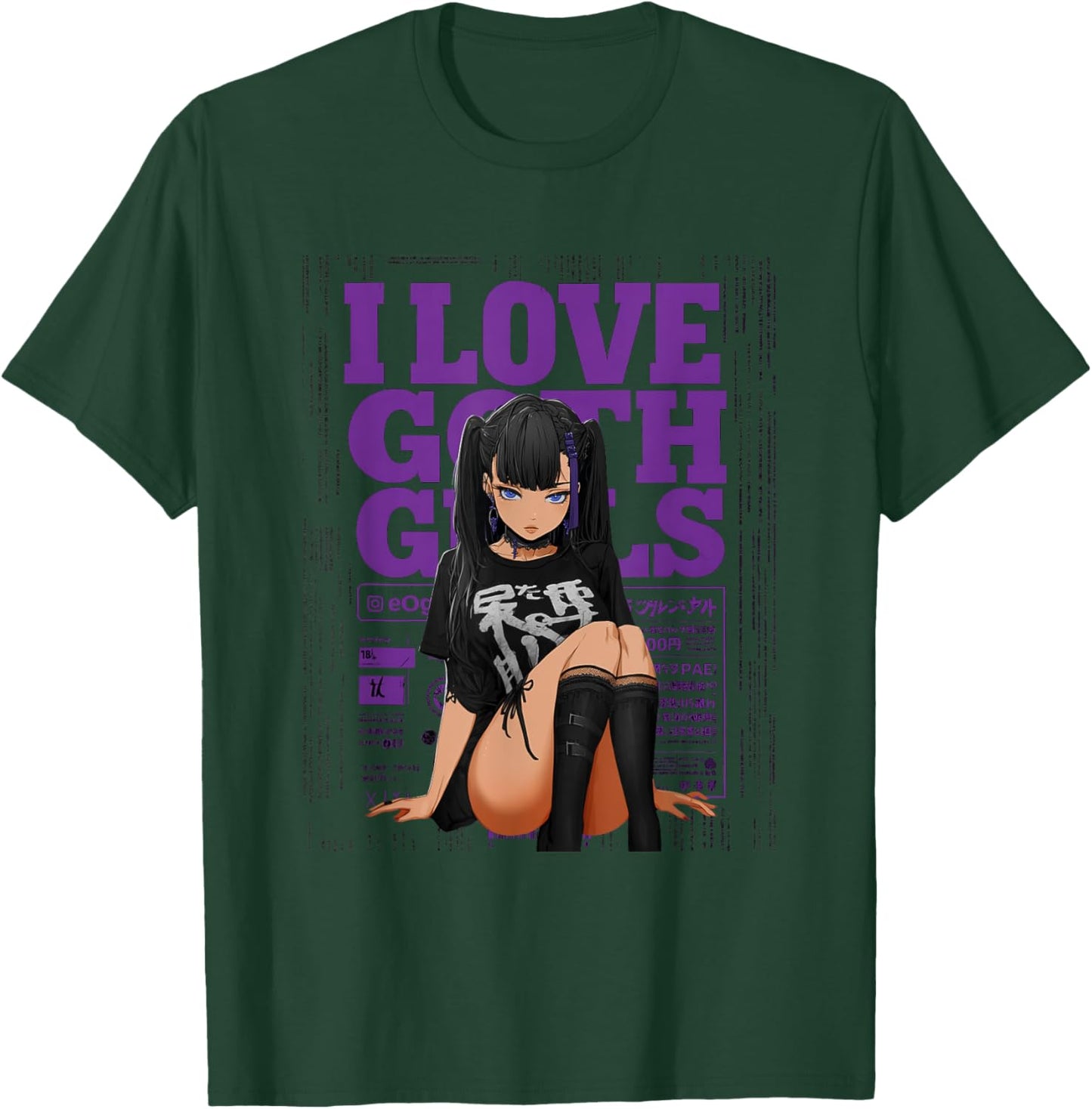I Love Goth Girls – Titelseite für Herren, Gothic, Anime, Goth Lover T-Shirt - T-Shirt | Forest