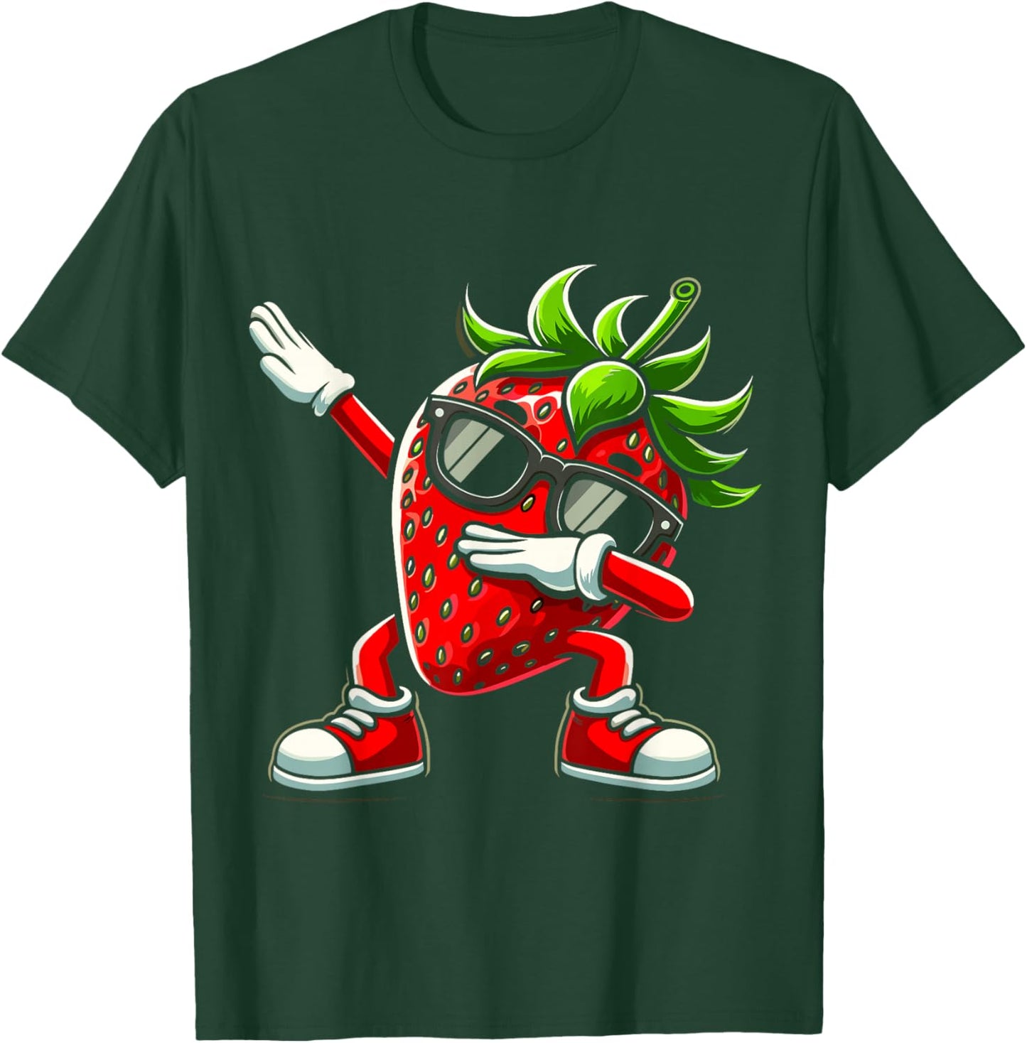 Funny Dabbing Strawberry Summer Fruit Lover Men Women Kids T-Shirt - T-Shirt | Forest