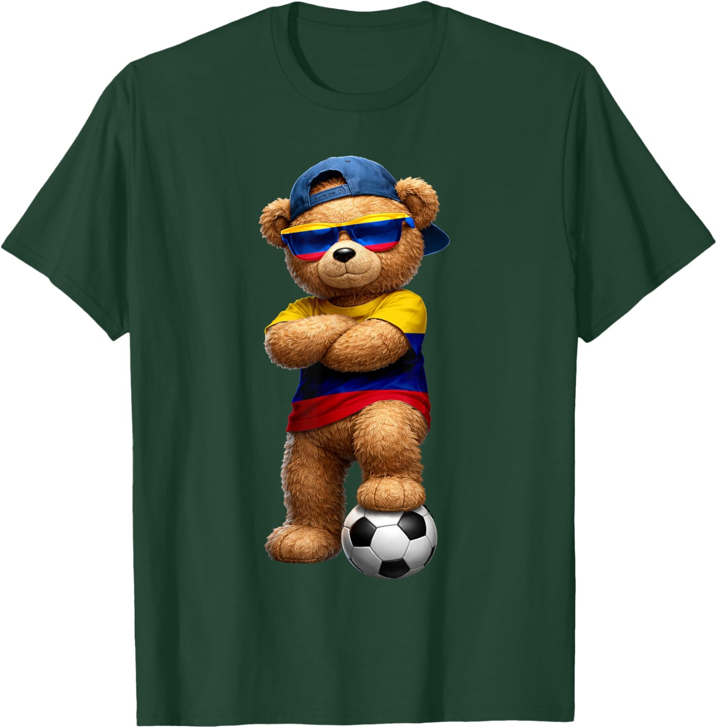 Colombian Flag Teddy Player Sports Outfit for Colombia T-Shirt - T-Shirt | Forest