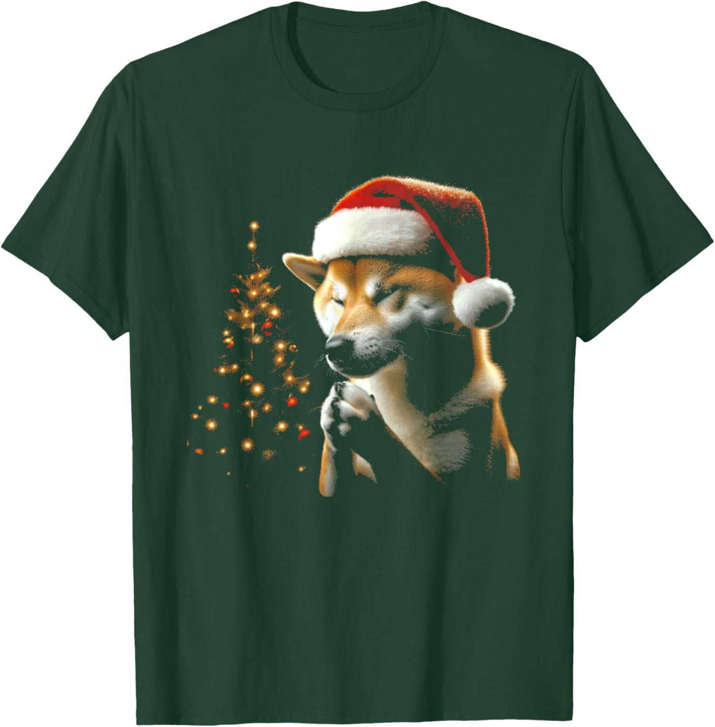 Shiba Inu Dog Santa Hat - Vintage Dog Xmas Christmas Lover Men Women Kids T-Shirt - T-Shirt | Forest