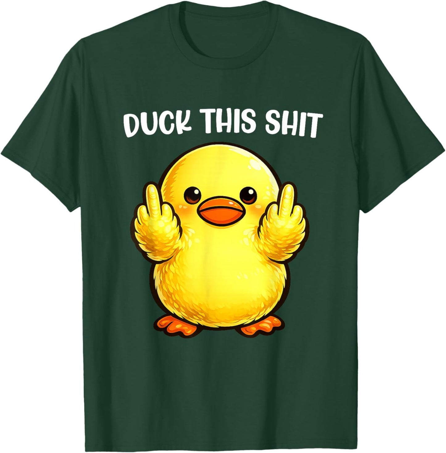 Duck This Shit Funny Silly Duck Middle Finger Duck Meme T-Shirt - T-Shirt | Forest