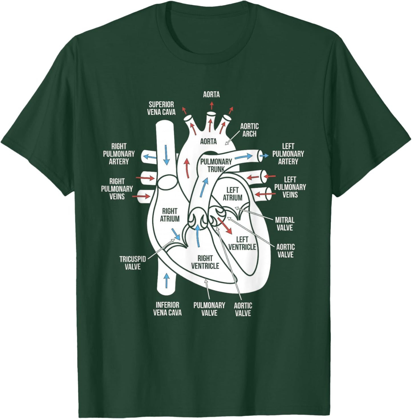 Heart Anatomy Diagram Cardiovascular System Medical Science T-Shirt - T-Shirt | Forest