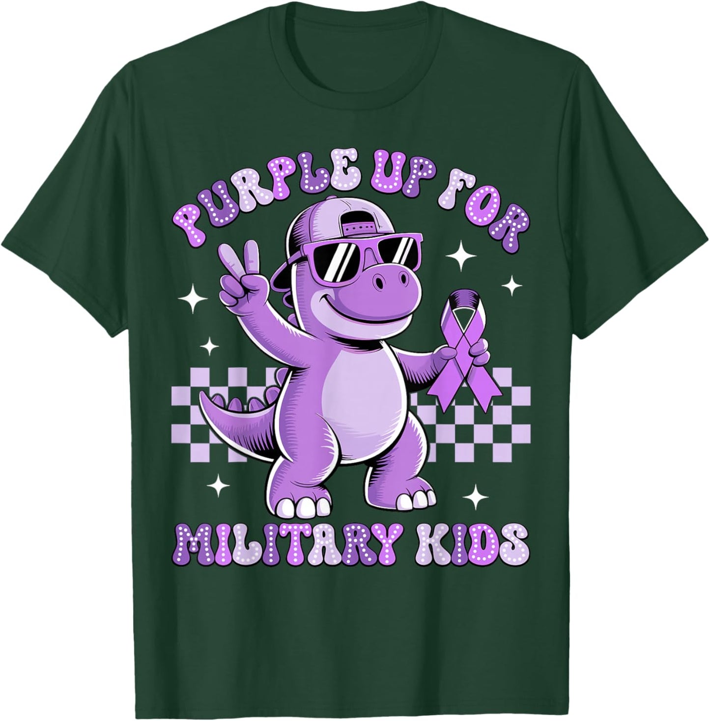 Purple Up for Military Kids Military Child Month Dinosaur T-Shirt - T-Shirt | Forest