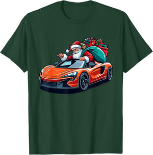 Funny Cool Santa Driving Sport Car Christmas Driver Pajama T-Shirt - T-Shirt | Forest