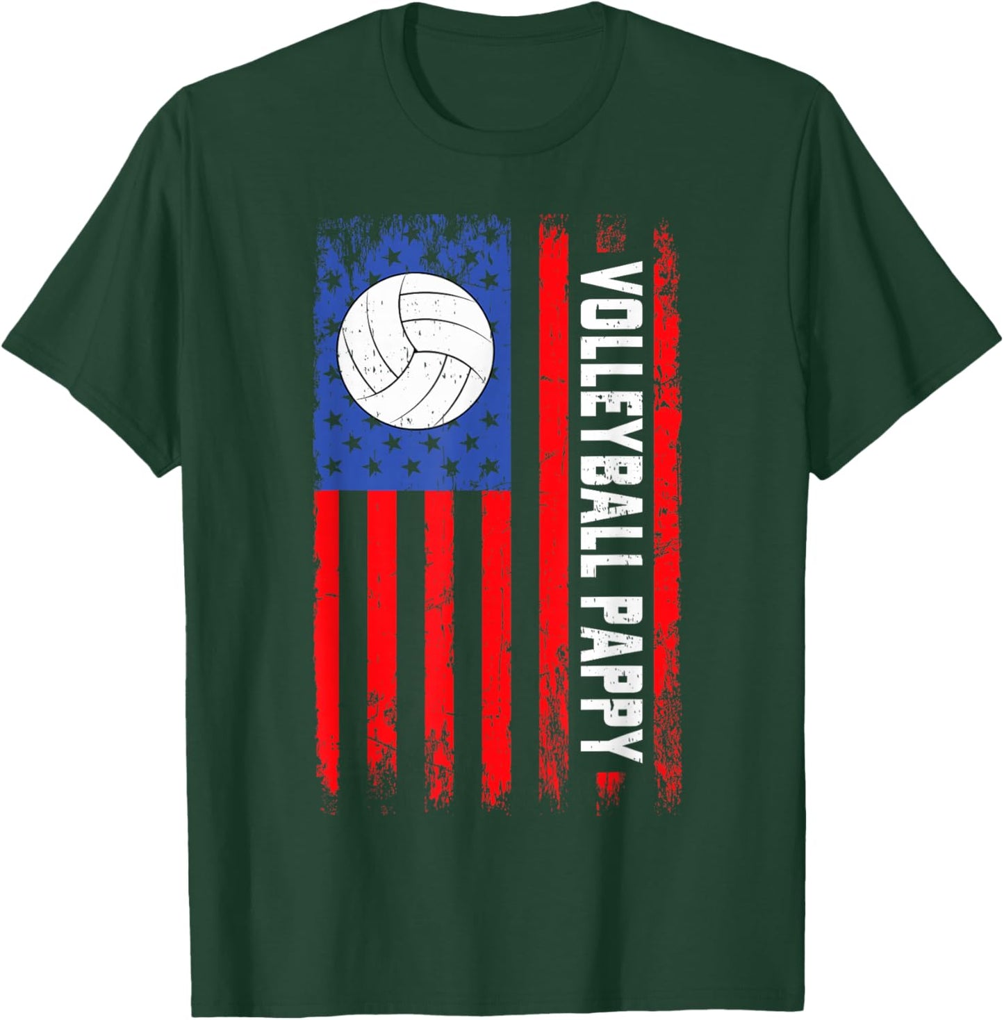 Volleyball Pappy American Flag Funny Volleyball Player T-Shirt - T-Shirt | Forest