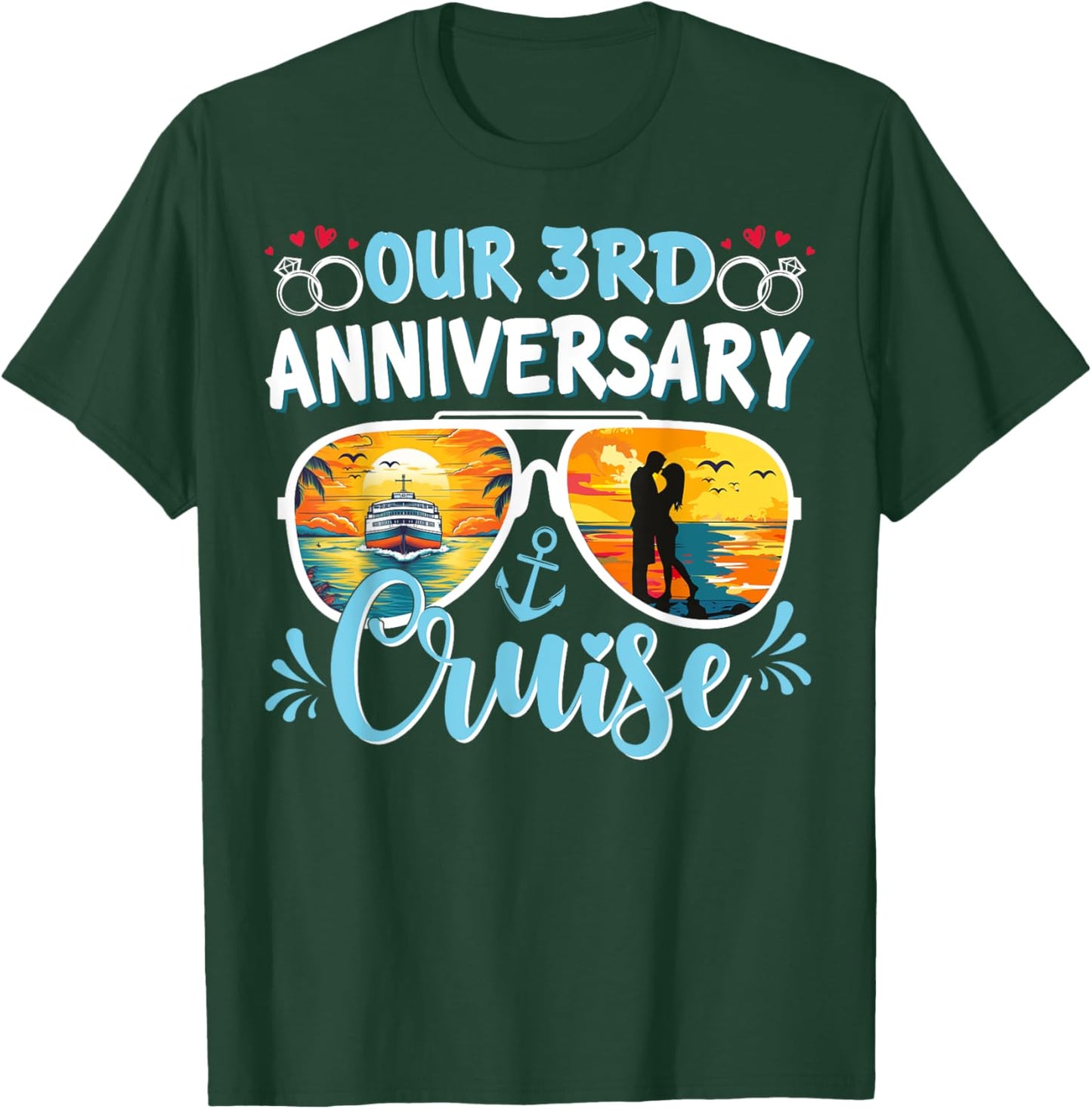 Our 3rd Anniversary Cruise Husband Wife Couples Cruise Party T-Shirt - T-Shirt | Forest