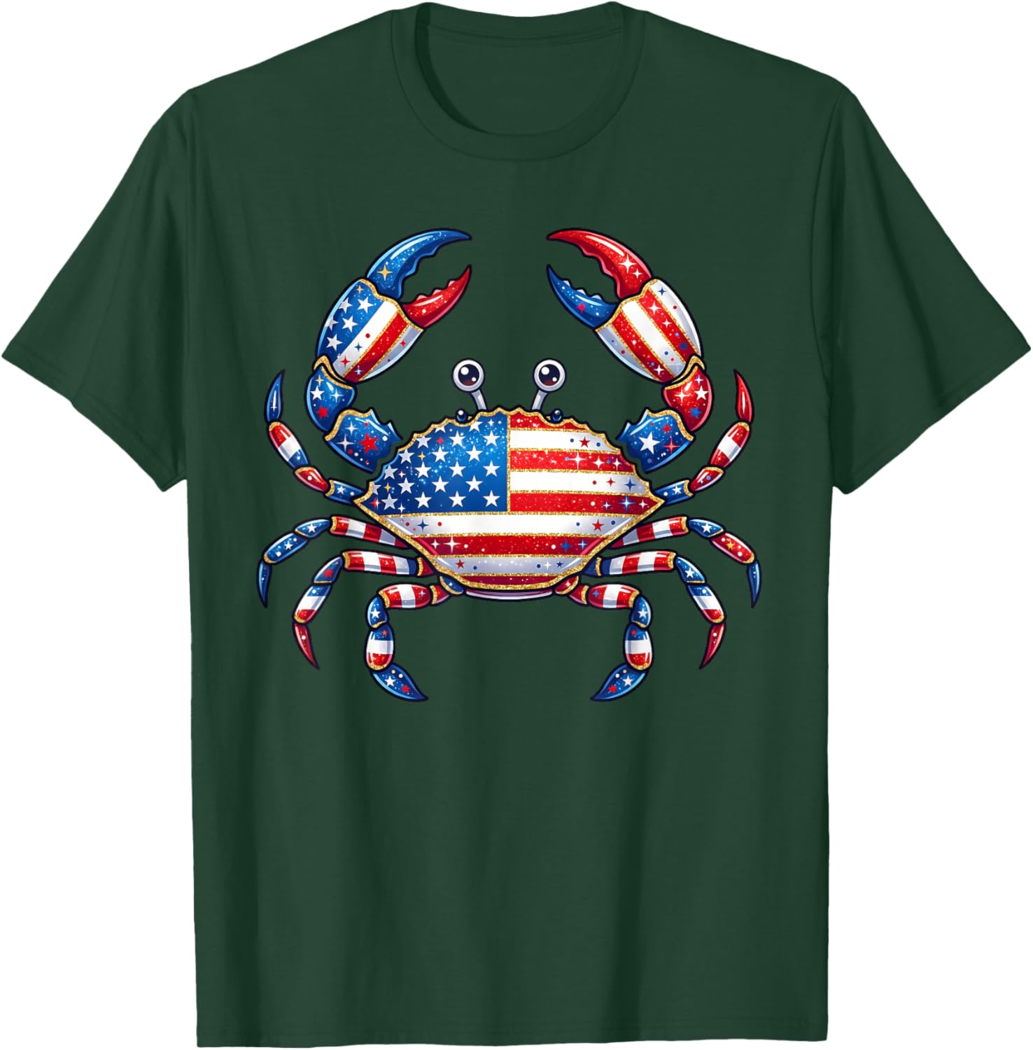 American Flag Crab Patriotic 4th of July Seafood T-Shirt - T-Shirt | Forest
