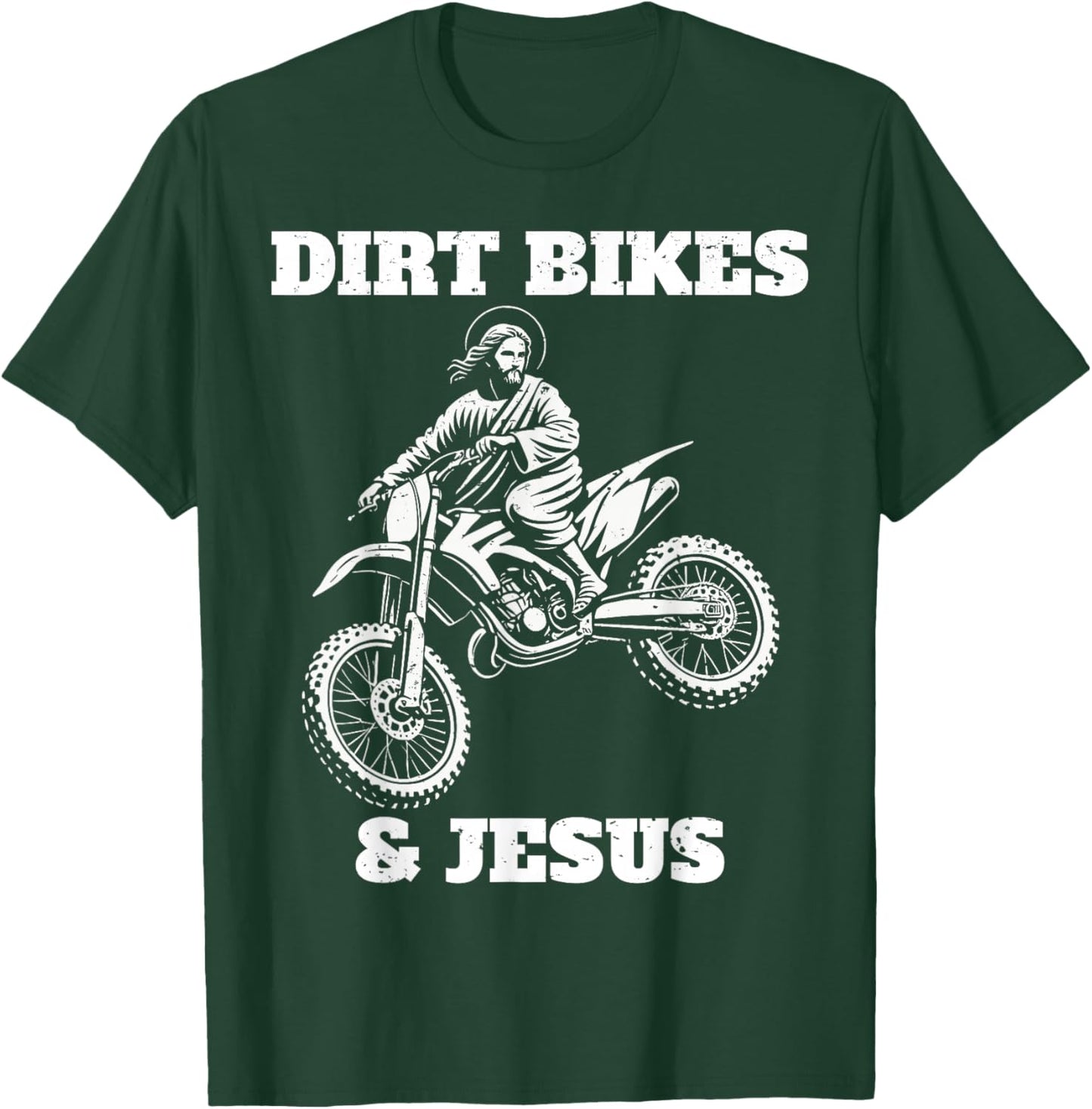 Funny Jesus Christ Dirtbike Motorcross Motocross Dirt Bike T-Shirt - T-Shirt | Forest