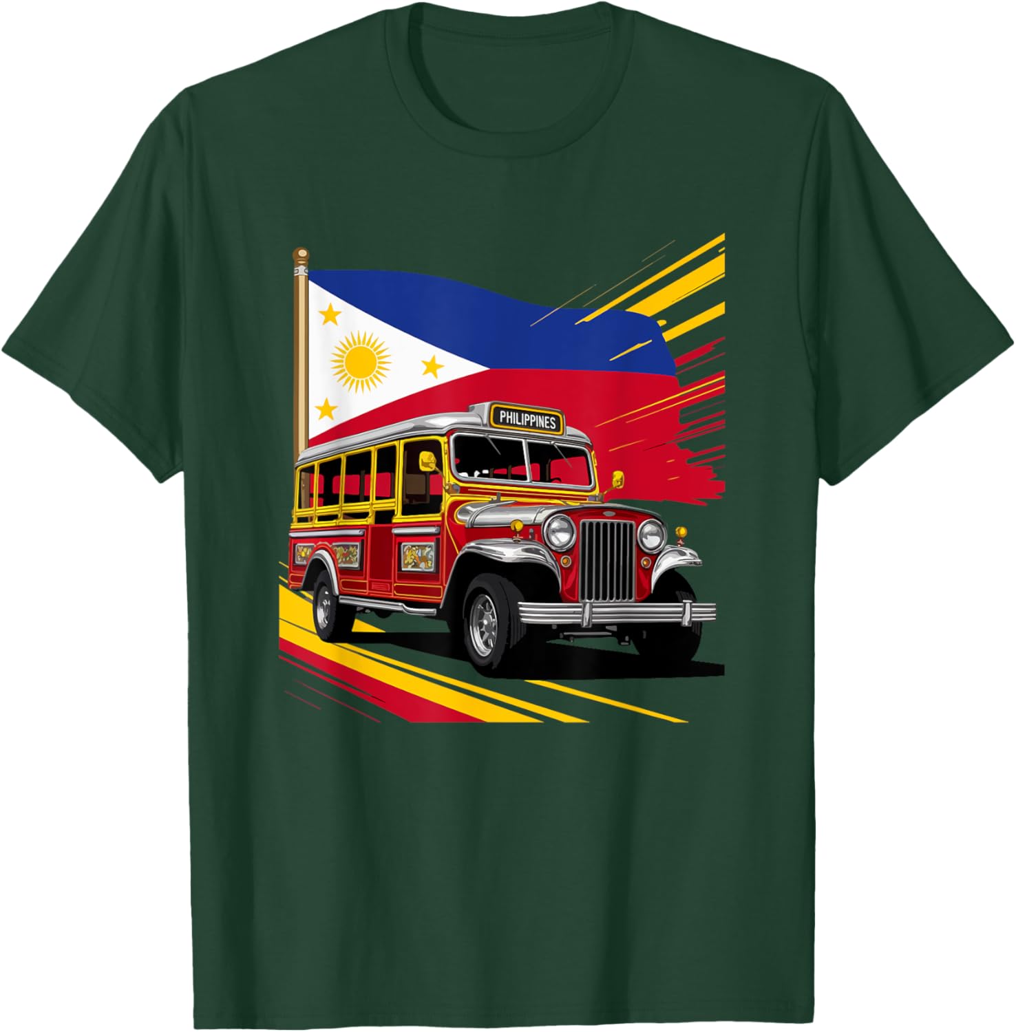 Philippines Flag Proud Filipino Souvenir Philippines Jeepney T-Shirt - T-Shirt | Forest
