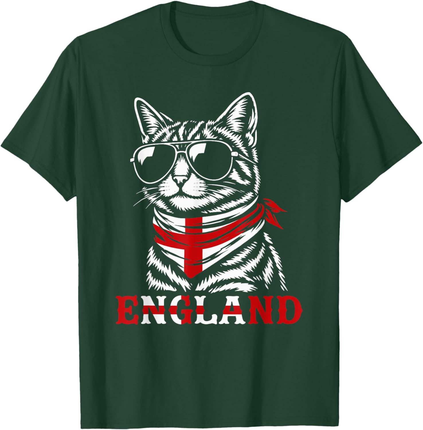 English Flag Funny Cat England T-Shirt - T-Shirt | Forest