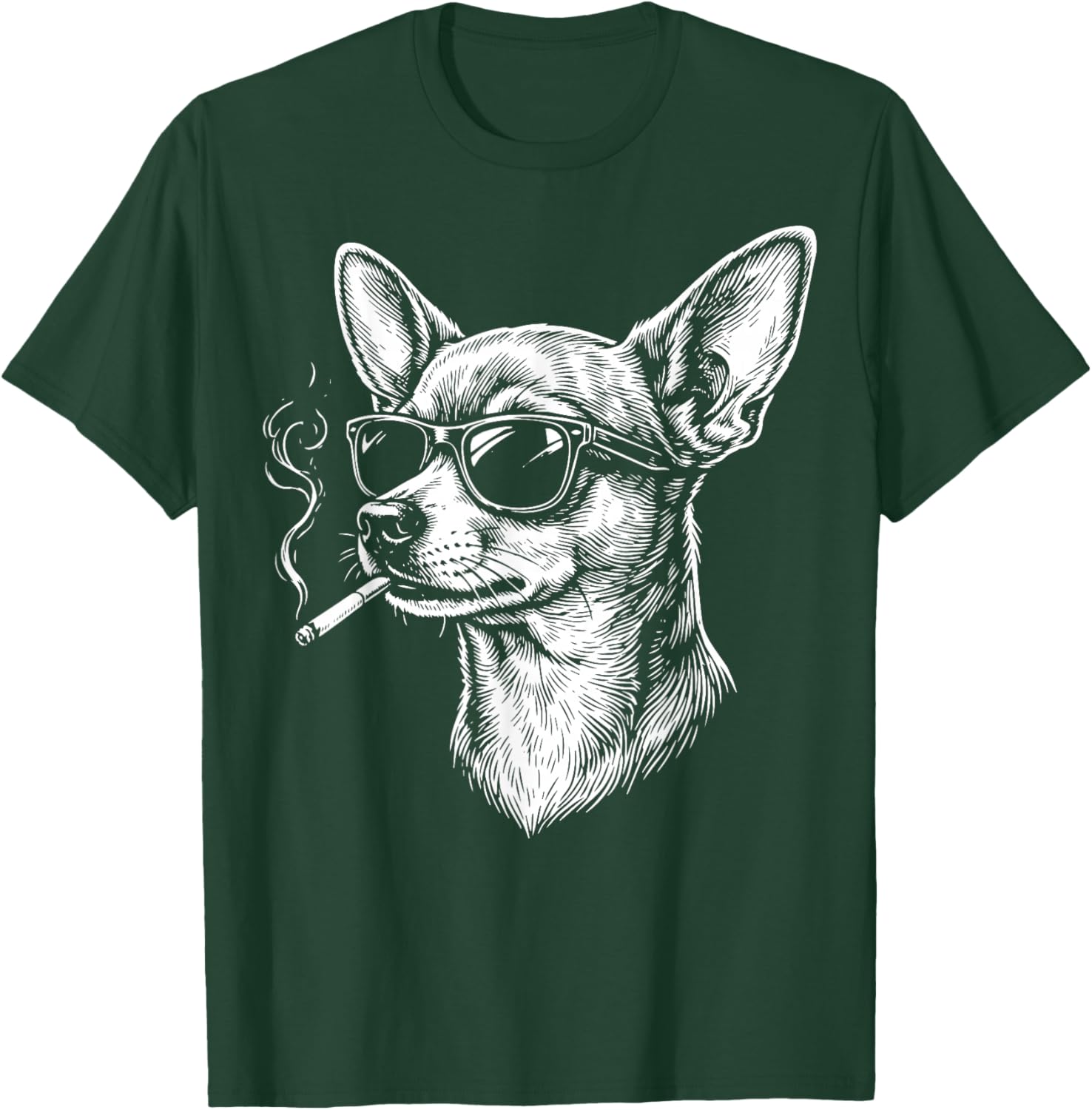 Chihuahua Fumer Cigarette T-Shirt - T-Shirt | Forest