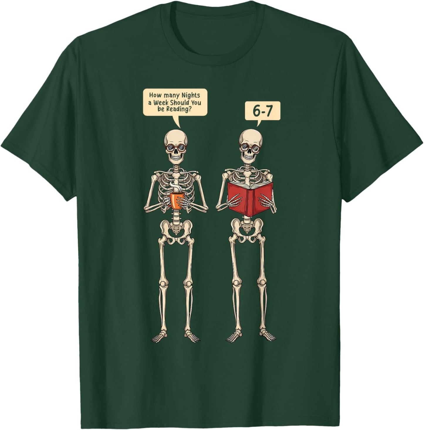 How Many Nights Reading Skeleton Book Lover Reader T-Shirt - T-Shirt | Forest