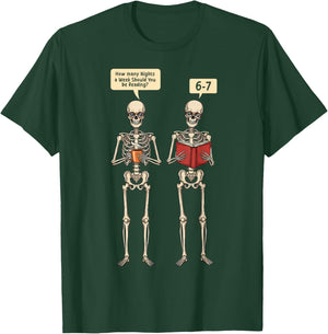 How Many Nights Reading Skeleton Book Lover Reader T-Shirt - T-Shirt | Forest