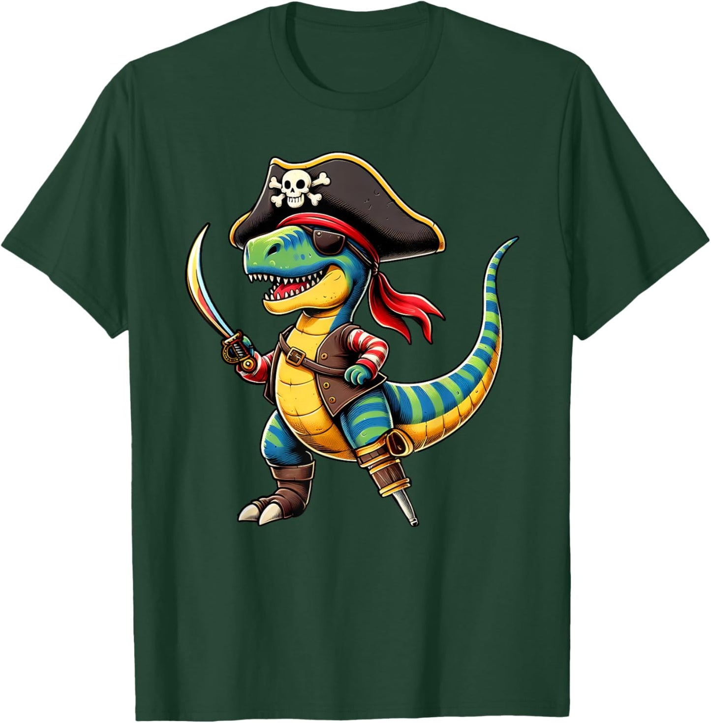 Funny Halloween Boys Kids Toddlers Dinosaur Trex Pirate T-Shirt - T-Shirt | Forest