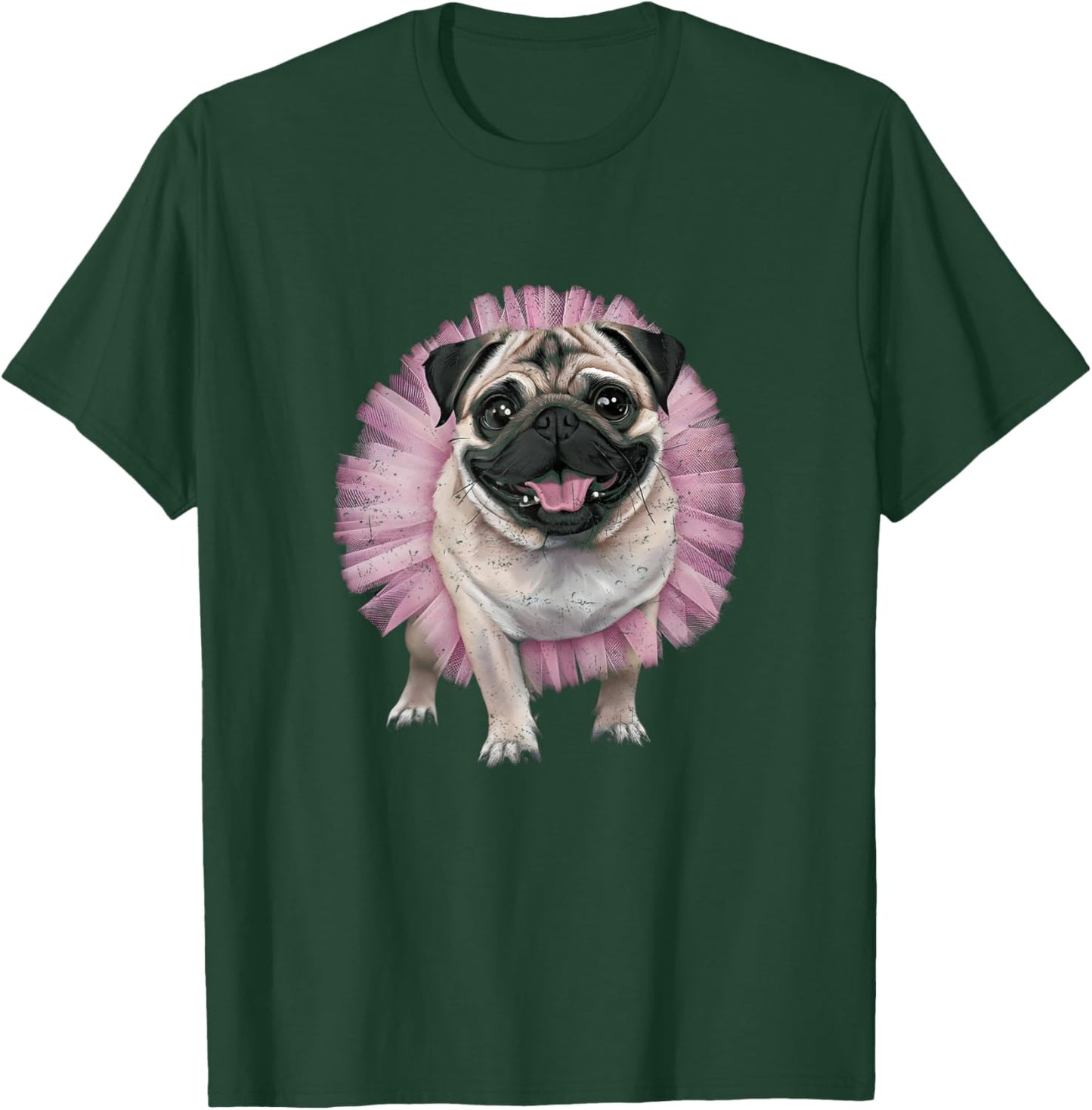 Pug Tutu Ballerina Ballet Pug Lover Distressed T-Shirt - T-Shirt | Forest