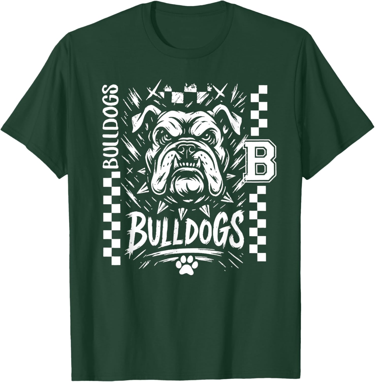 Vintage Bulldogs School Spirit Back to School T-Shirt - T-Shirt | Forest