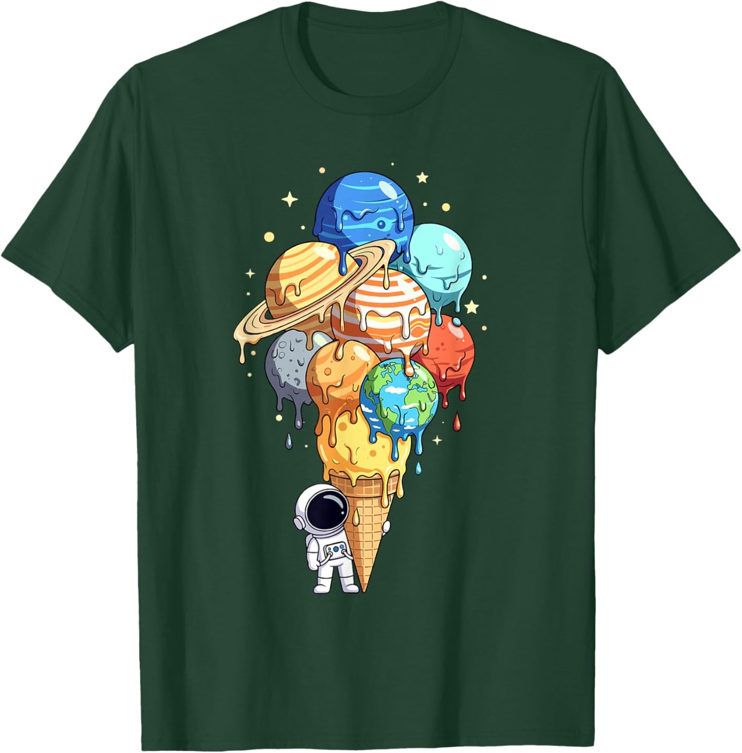 Astronaut Planets Ice Space Solar System Astronomy T-Shirt - T-Shirt | Forest