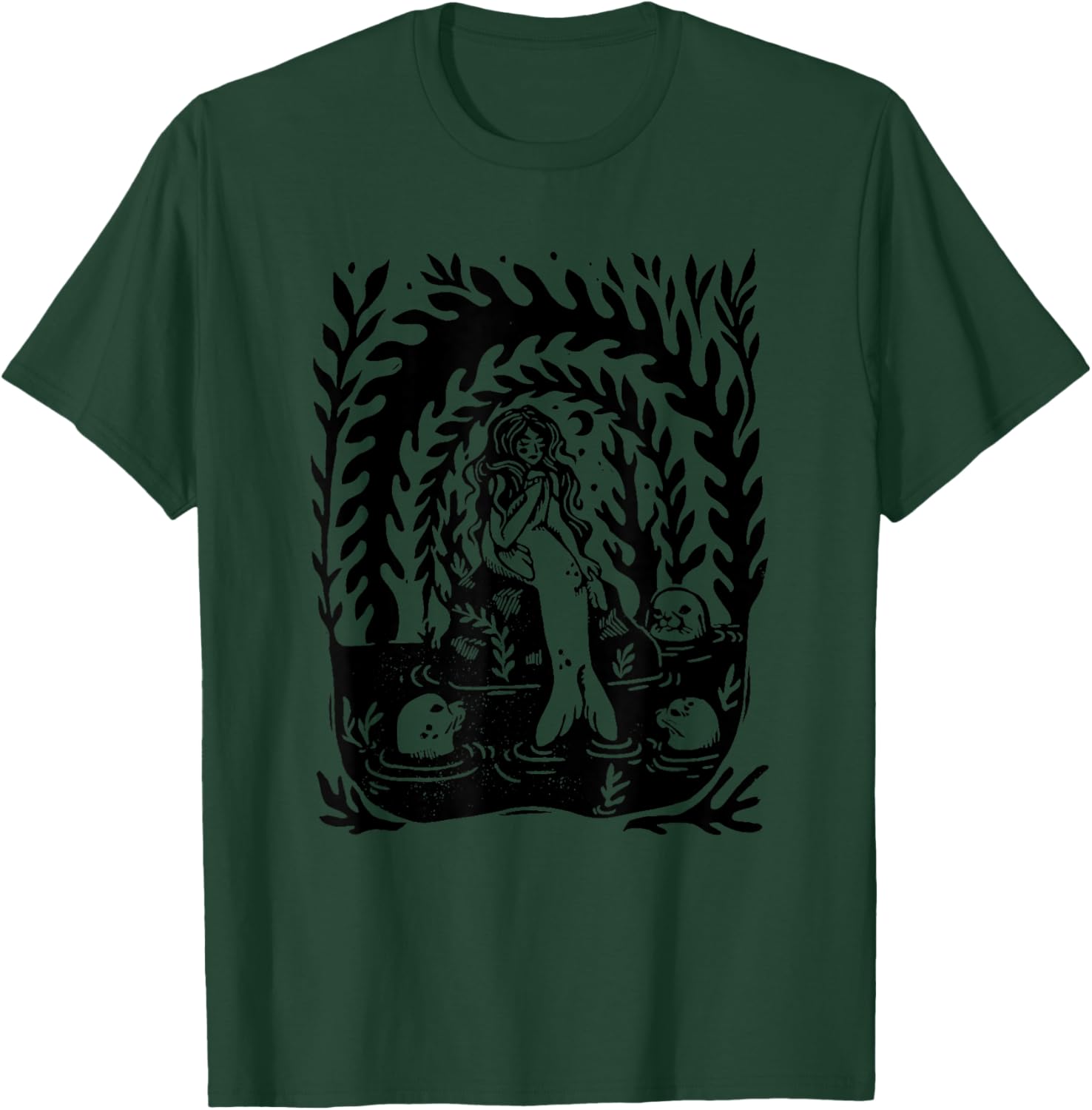 Mystical Selkie Seal Woman Woman with Seals Mermaid Selkie T-Shirt - T-Shirt | Forest