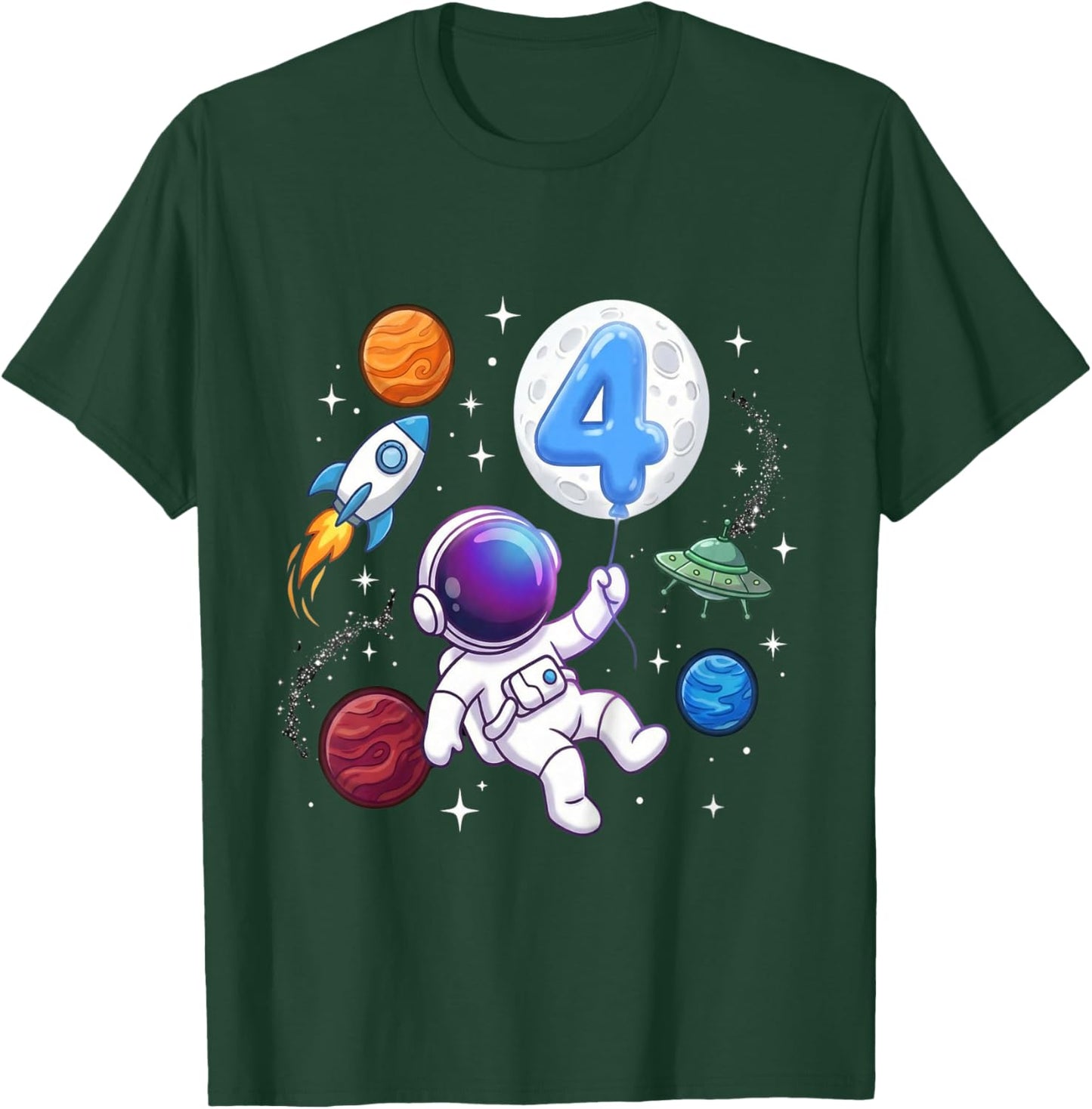 Kinder Astronaut 4. Geburtstag - Junge 4 Jahre alt Kindergeburtstag T-Shirt - T-Shirt | Forest
