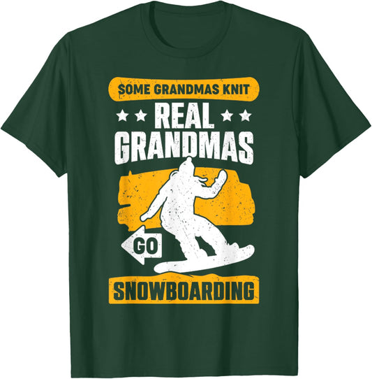 Snowboarding Grandma Snowboarder Old Woman Gift Funny T-Shirt - T-Shirt | Forest