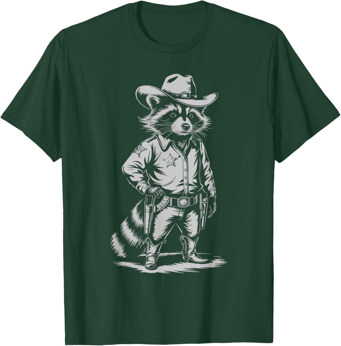 Vintage Style Raccoon Panda Cowboy Western Country Cowgirl T-Shirt - T-Shirt | Forest