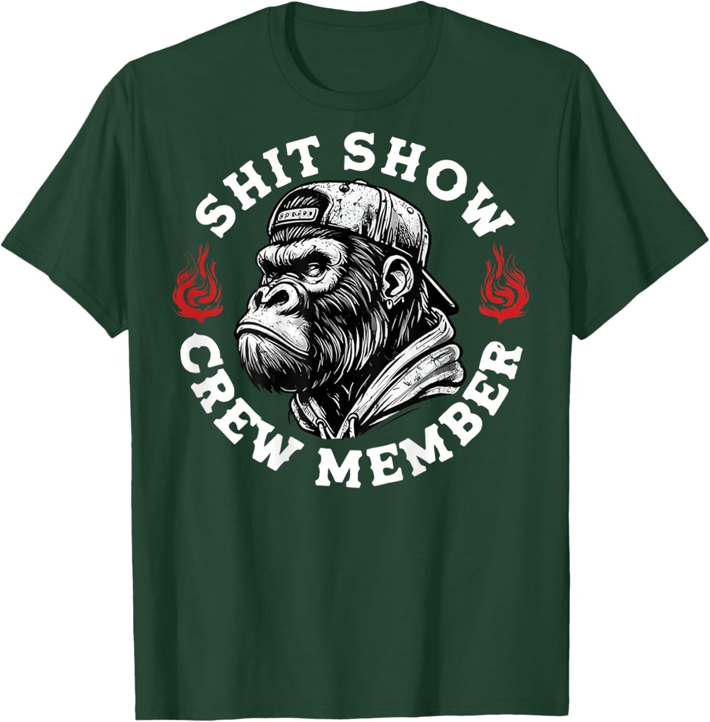 Shit Show Crew Member Monkey Vintage (On Back) T-Shirt - T-Shirt | Forest