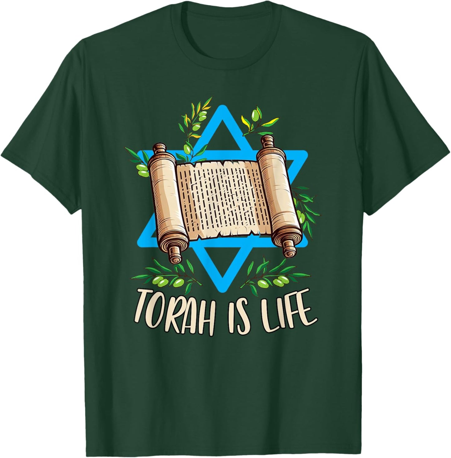Torah Scroll Jewish Happy Simchat Torah Hebrew Torah Is Life T-Shirt - T-Shirt | Forest