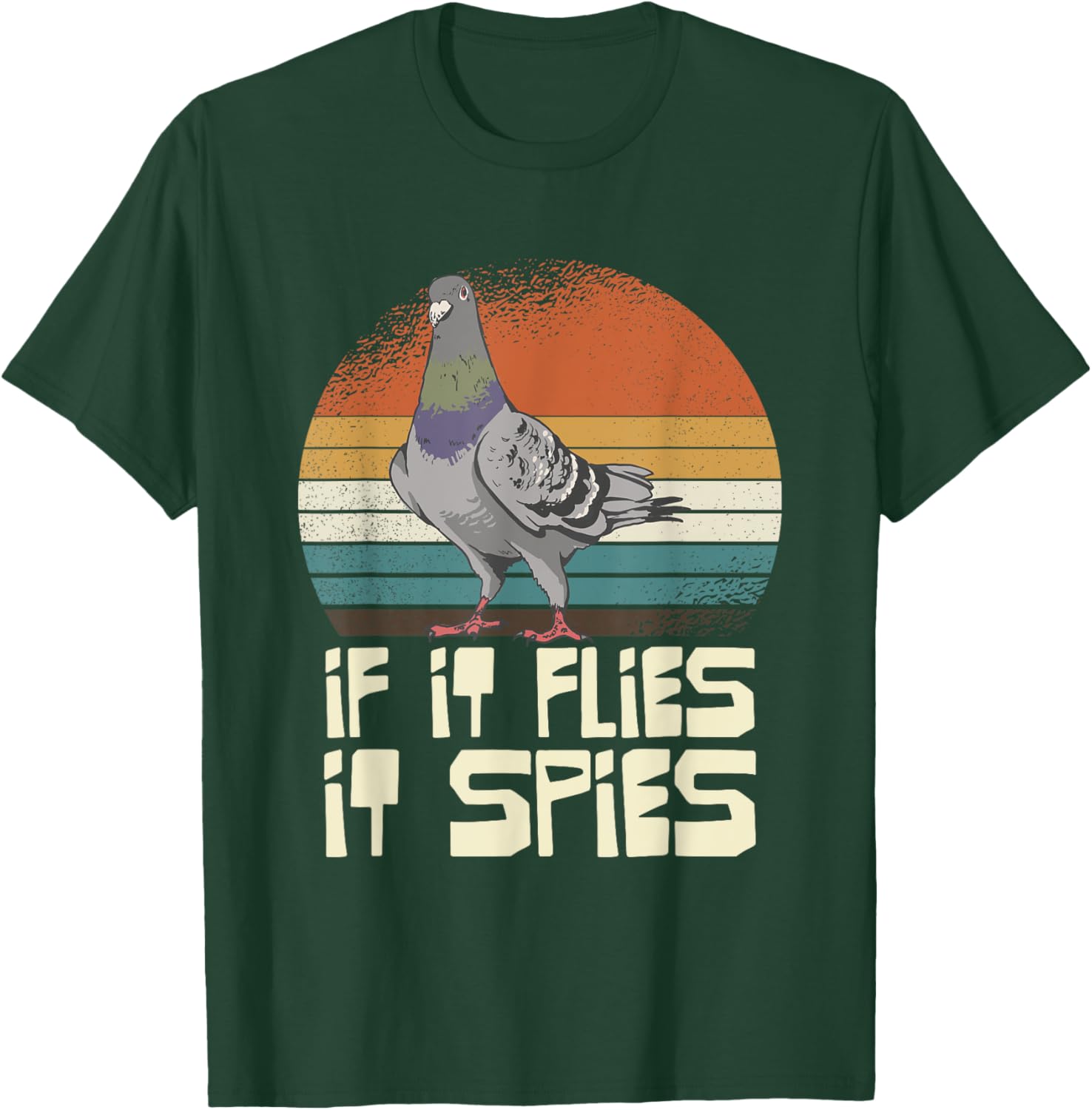 Pigeon If It Flies It Spies Retro T-Shirt - T-Shirt | Forest