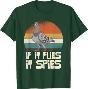 Pigeon If It Flies It Spies Retro T-Shirt - T-Shirt | Forest
